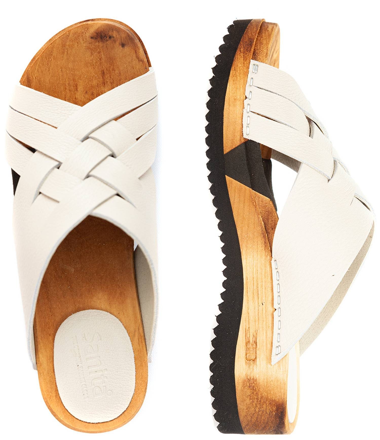 Sanita Clog Sport Salto Flex Wood White Sandal Sanita