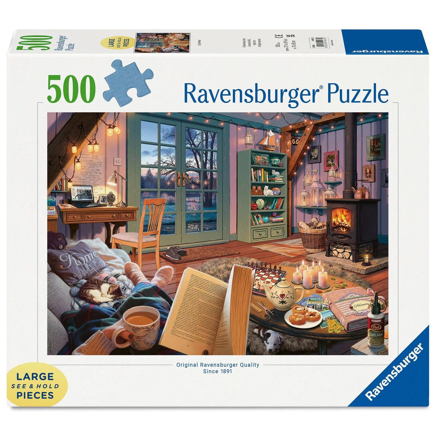 Ravensburger Puzzle Erwachsenenpuzzle 500 Large Pieces - Gemütliche Leseecke, 500 Puzzleteile