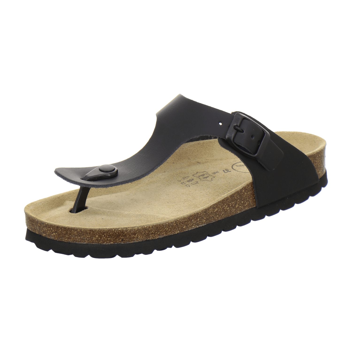 AFS-Schuhe 2107 Zehentrenner für Damen aus Leder mit Fussbett, Made in Germany schwarz Glattleder