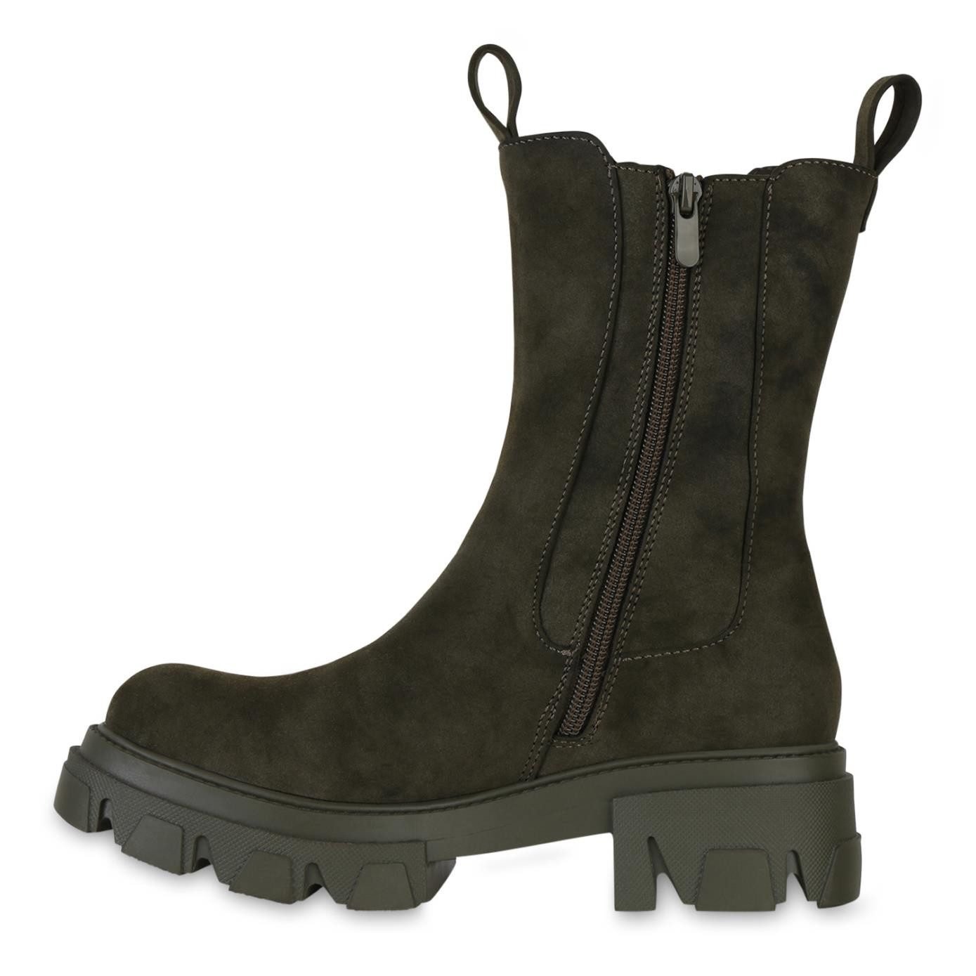 VAN HILL 841348 Plateaustiefelette Damen Plateau Boots Stiefeletten Profil- günstig online kaufen