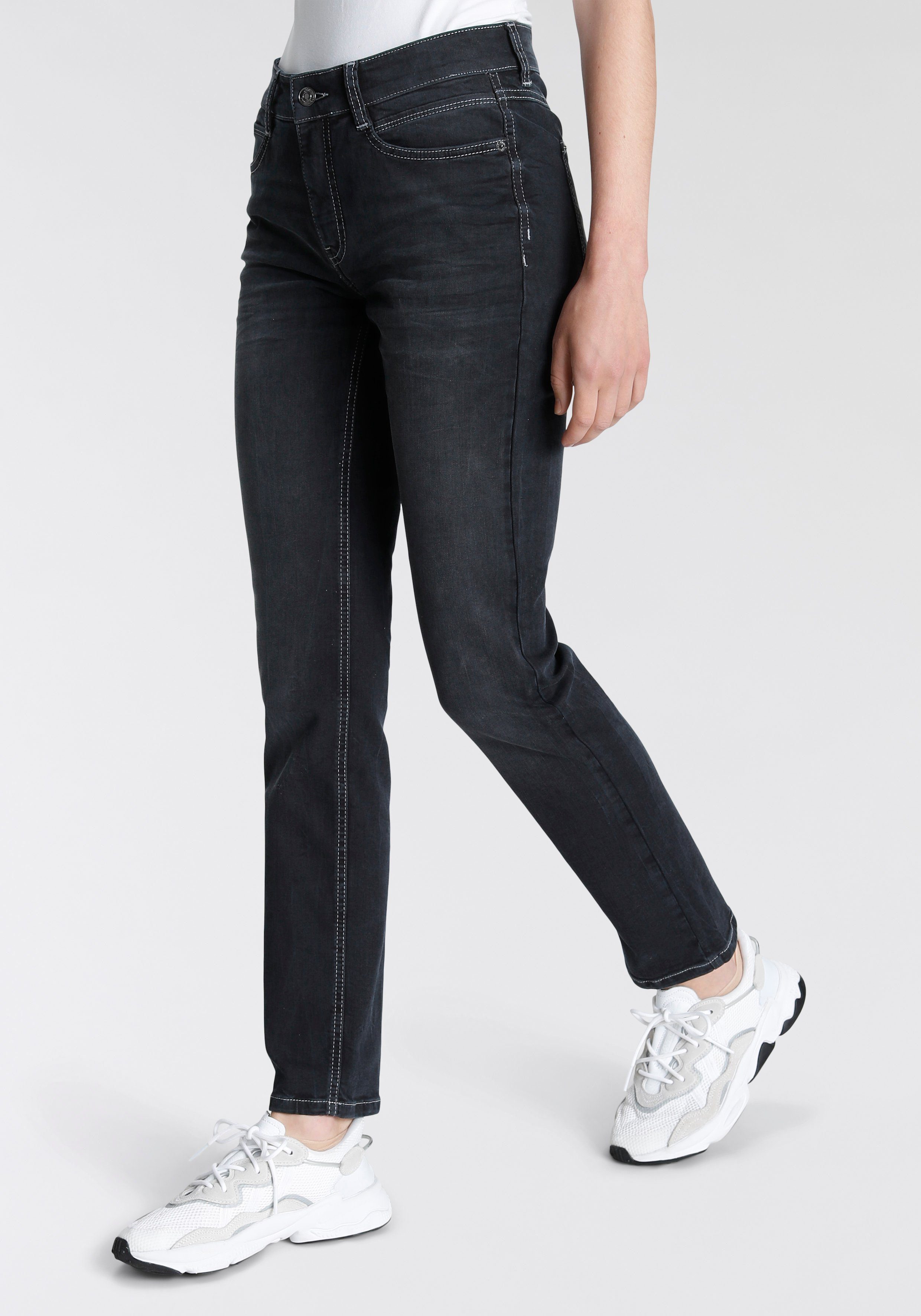 blue-black geschnitten Stretch-Jeans Schmal night Angela dark MAC