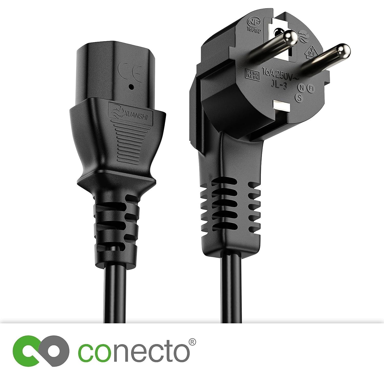conecto conecto Strom-Kabel, Schutzkontakt-Stecker 90° auf C13 IEC-Buchse Stromkabel, (100 cm)