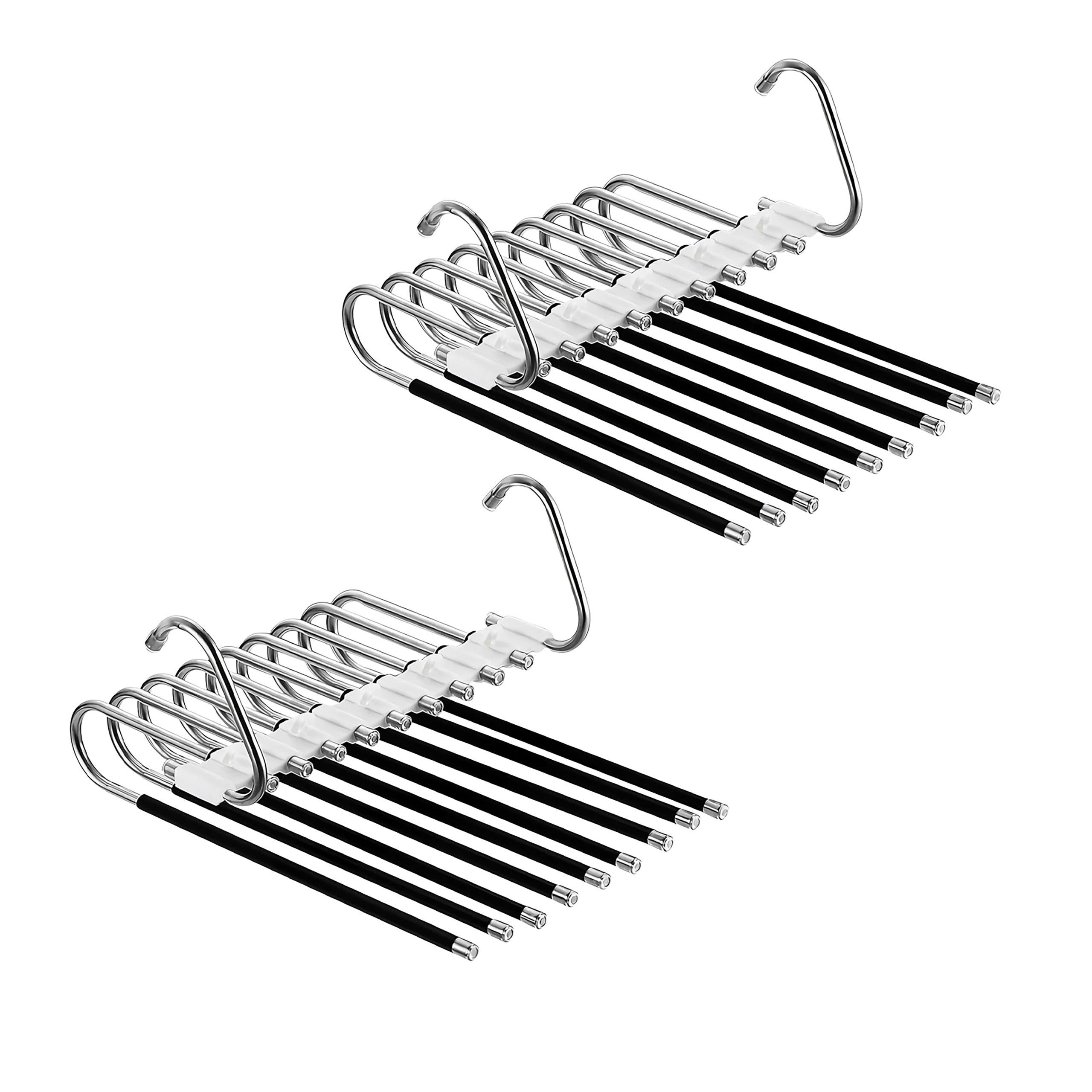 relaxdays Mehrfach-Kleiderbügel Mehrfach Hosenbügel im 2er Set, schwarz günstig online kaufen