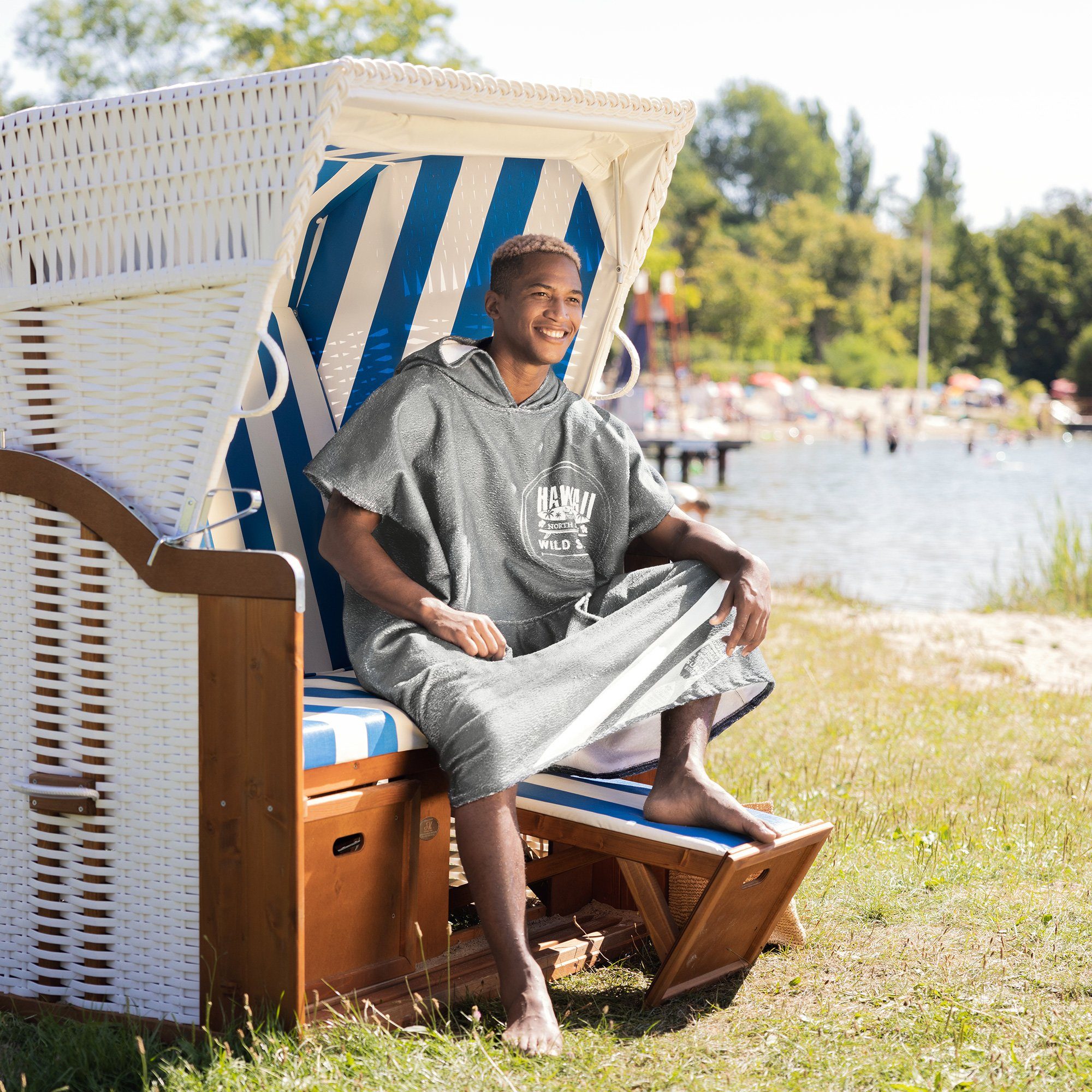 HOMELEVEL Unisex-Bademantel Badeponcho Unisex - Surf günstig online kaufen