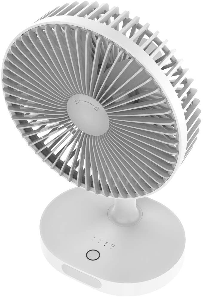 Platinet Tischventilator Tischventilator mit LED-Beleuchtung 3000mAh Akku Ventilator 3 Stufe, Eingebaute Nachtlampe Micro-USB-Anschluss – Bild 2 von 4