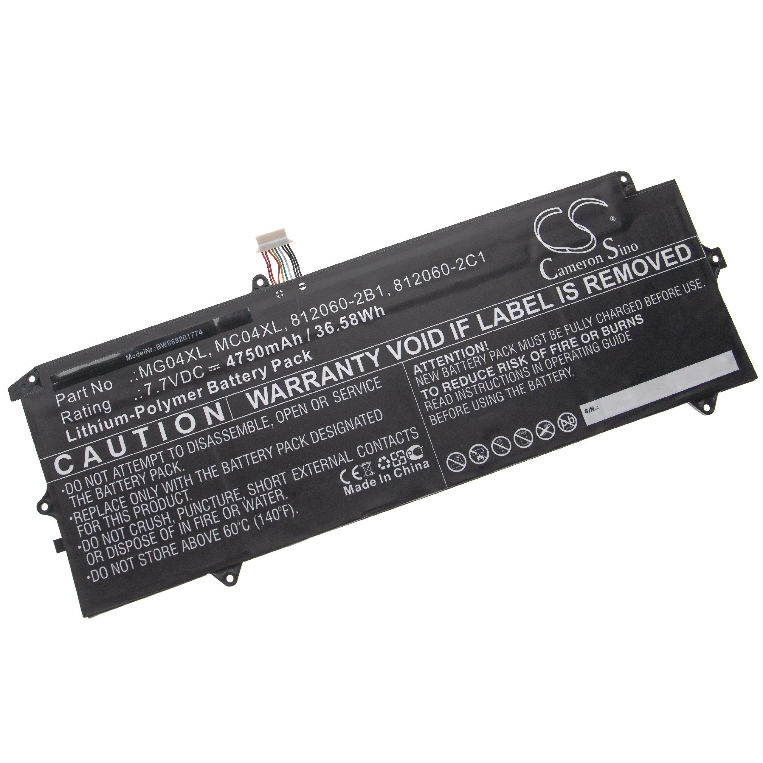 Laptop-Akku passend 1012 x2 G1-T5H23EP, x2 mAh 4750 HP G1-T5H25EP, 1012 x2 für 1012 vhbw Elite