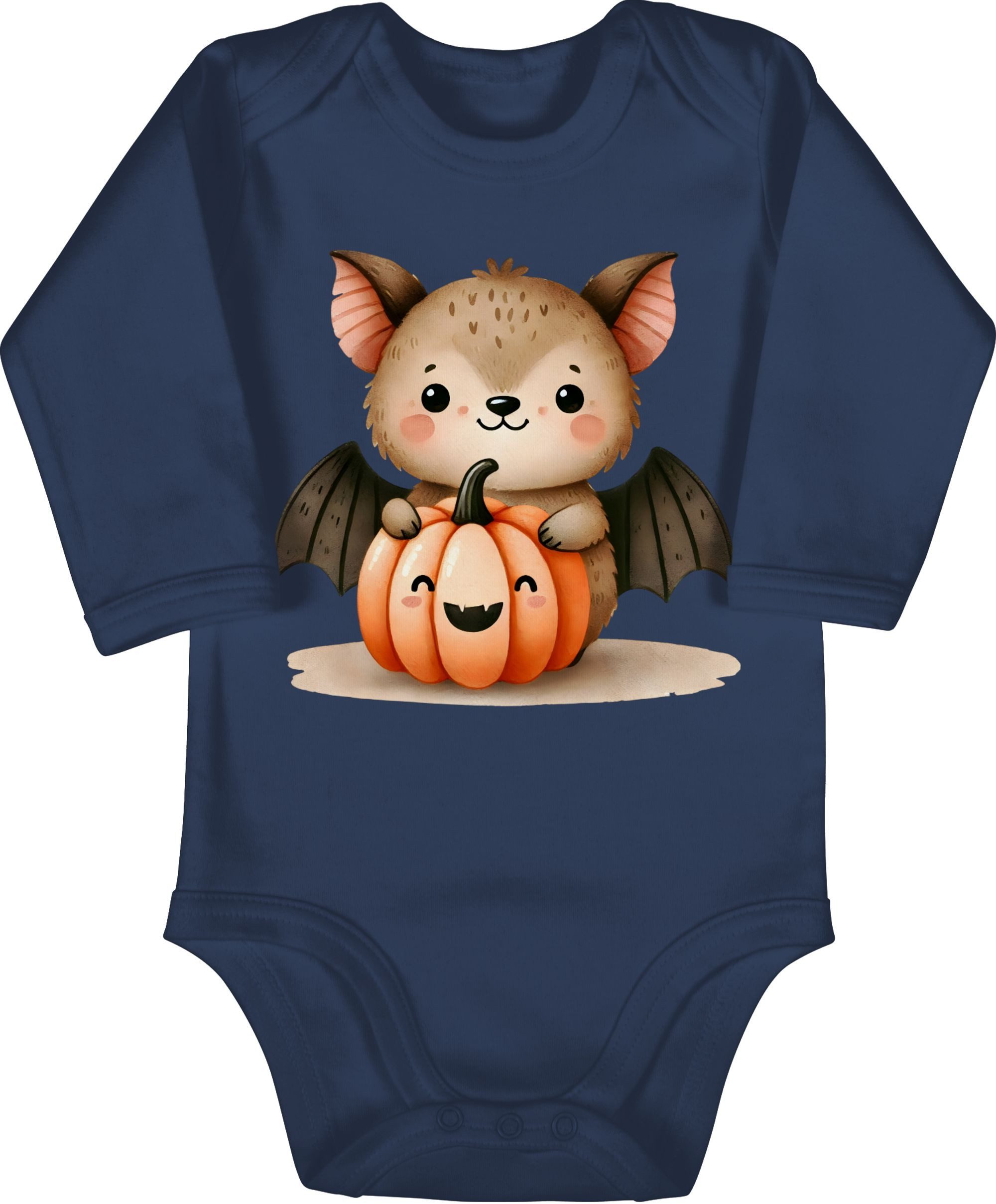 Shirtracer Shirtbody Süße Fledermaus mit Kürbis, Herbstliches und niedliches Motiv, Hallo Halloween Kostüme für Baby