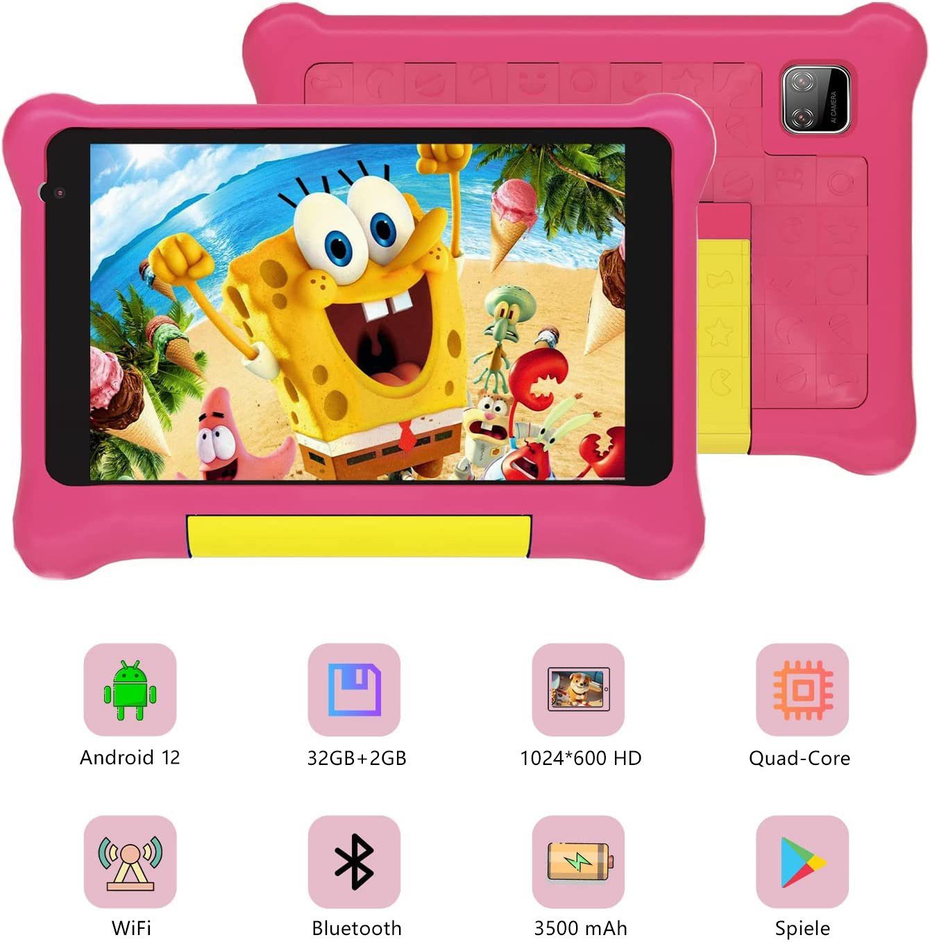 Tablet 12, TK707 GB, leicht, pink Happybe (7", Android kindersicher) 32