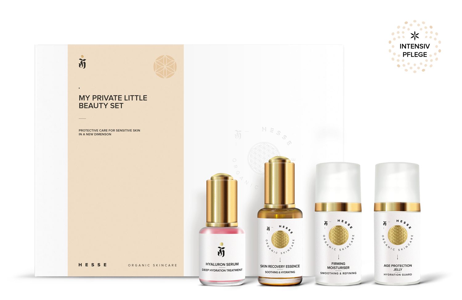 Hesse Organic Skincare Gesichtspflege-Set INTENSIV PFLEGESET für müde Haut mit 4 Power-Produkten