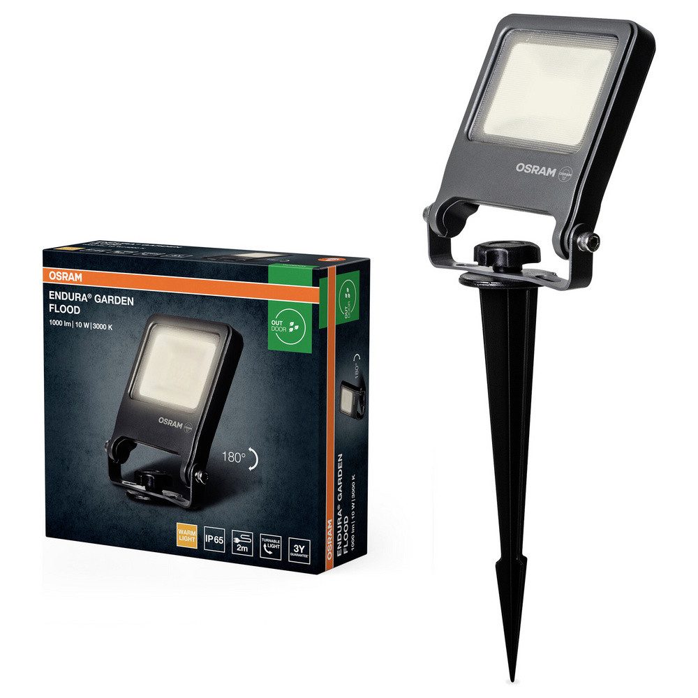 Osram Gartenleuchte OSRAM 4099854585838 ENDURA® Garden Flood Spike 10W 3000K LED-Gartenstr