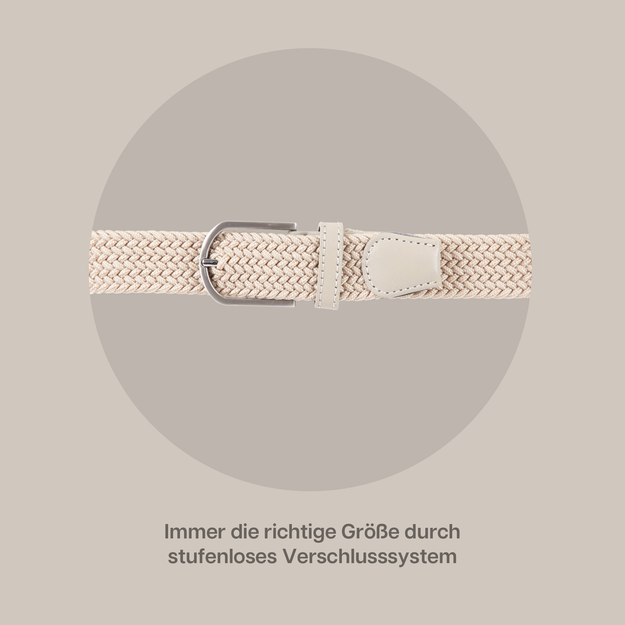 hemmy Fashion Stretchgürtel geflochten aus Stoff (1-St) 16 verschiedene Farben/Designs, 3 Größen, ohne Löcher, stufenlos