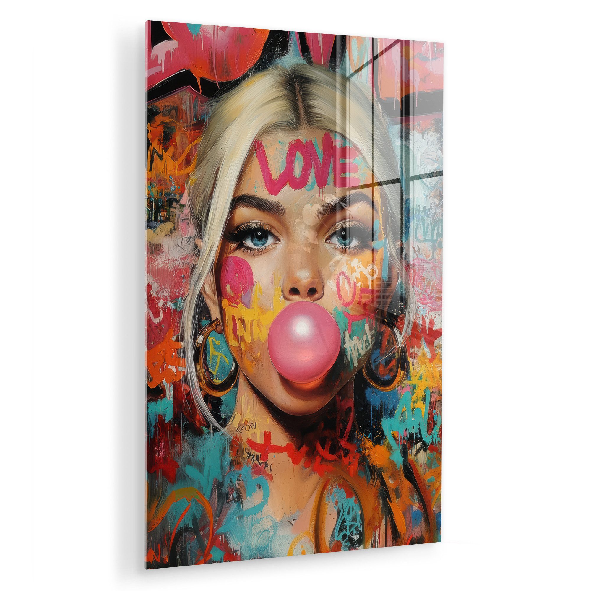 MuchoWow Acrylglasbild Frau - Kaugummi - günstig online kaufen