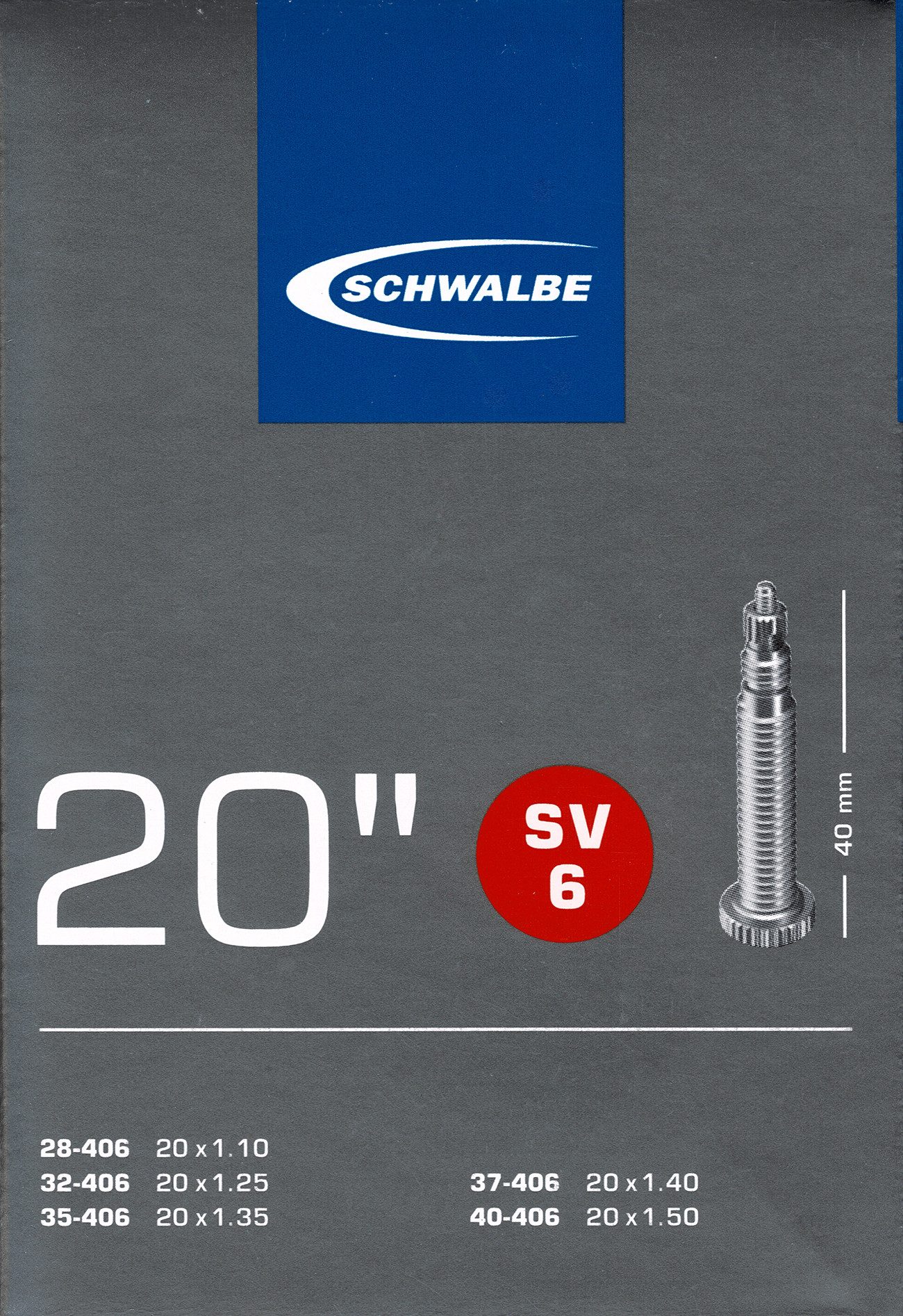 Fahrradschlauch Schwalbe SV 6 20 Zoll Schlauch Sclaverand Ventil