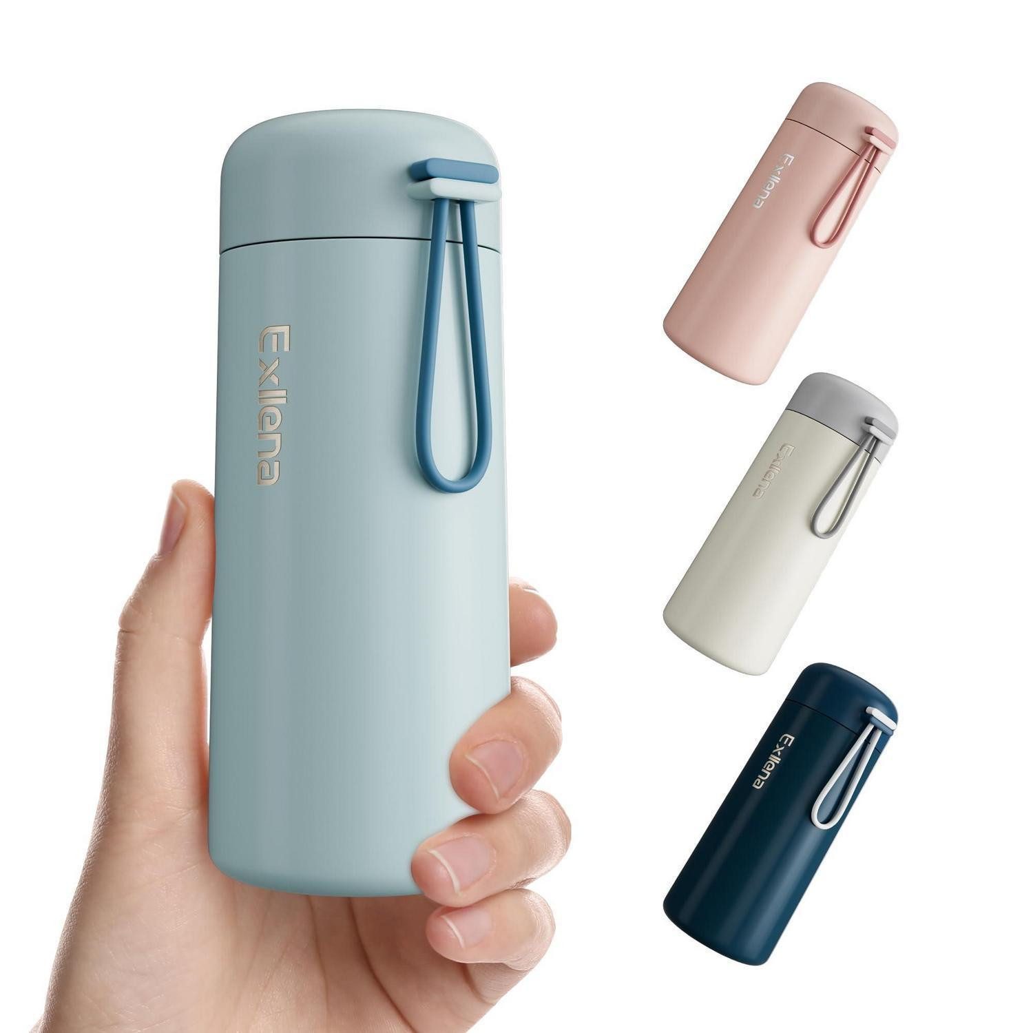 LuxusKollektion Thermoflasche Trinkflasche 250ml Graublau Mini-Thermos-Edelstahl