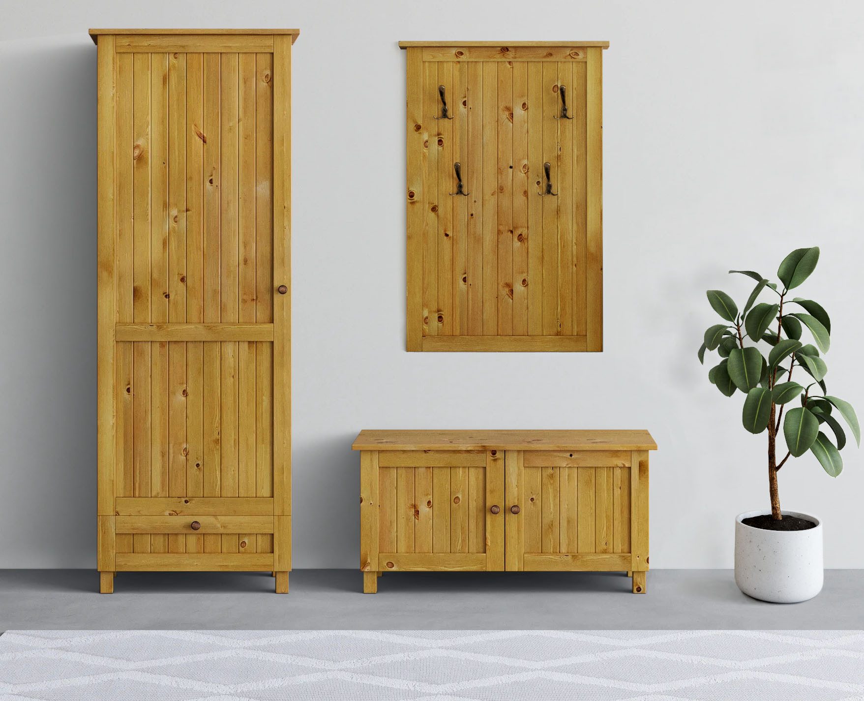 Home affaire Garderobenpaneel Juventus (1 St), aus massiver Kiefer, 4 Doppelhaken