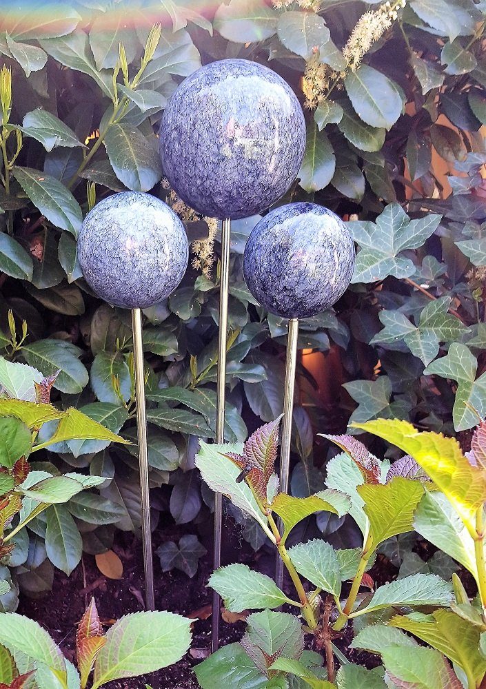 Jürgen Bocker Garten-Ambiente Gartenstecker Rosenkugel Edelstahl Lackierung in blau in verschiedenen Größen Dekokugel Kugel mit Stab 80 cm Gartenstecker Rosenstecker Beetstecker Dekostecker