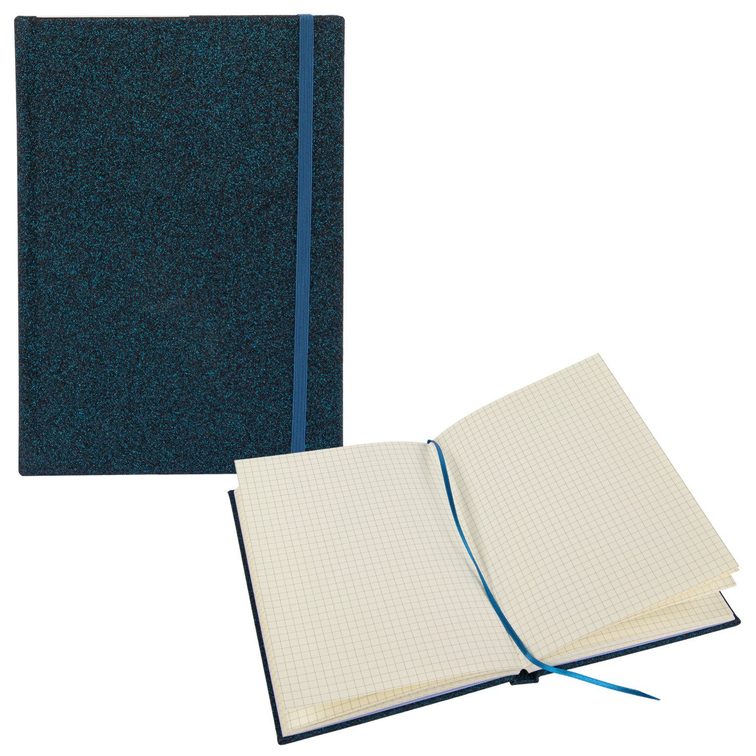 Idena Notizbuch Idena 12255 - Notizbuch Glitter, nachtblau, 14 x 20 cm, kariert, 100