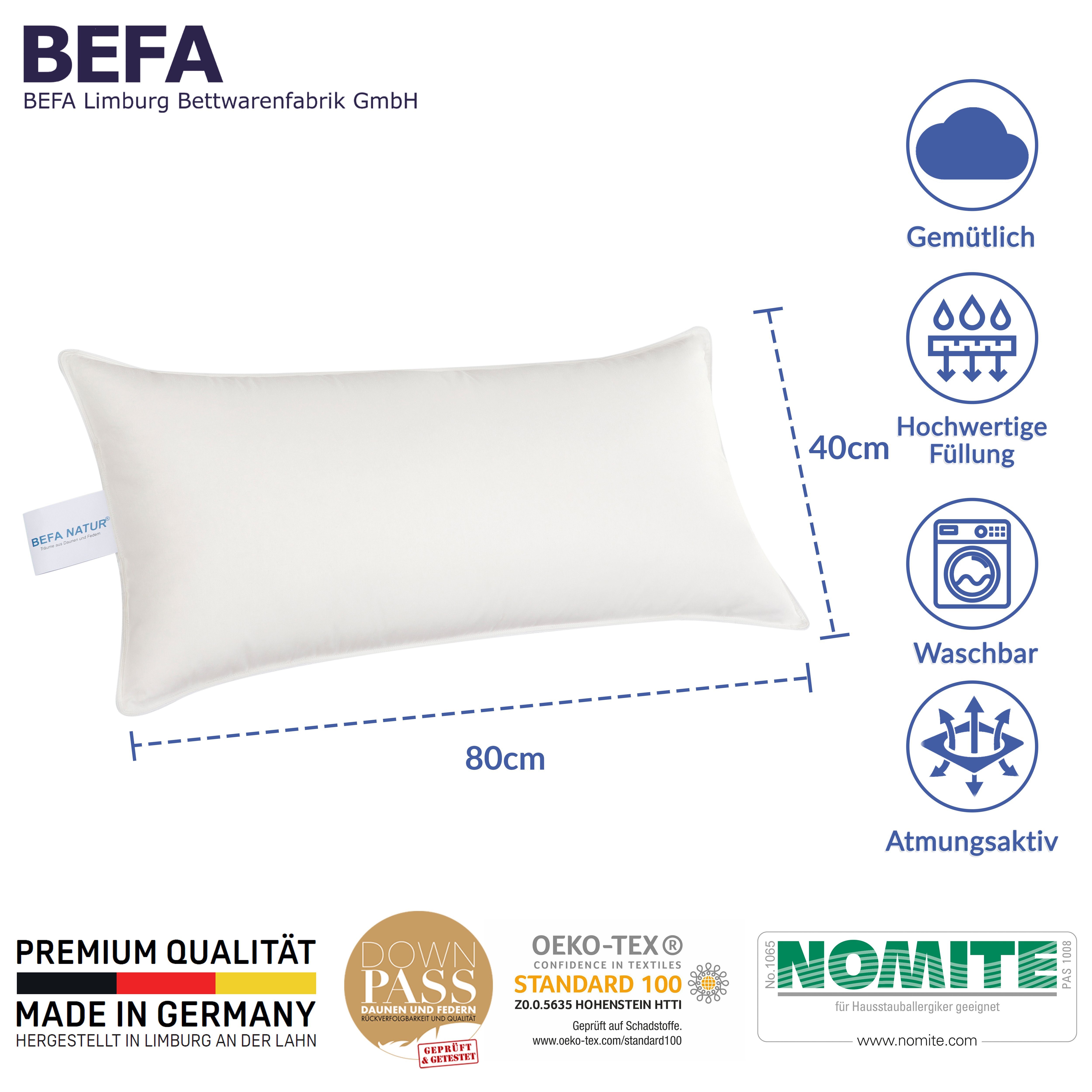 BEFA NATUR Federkopfkissen kuschelig weiches Premium günstig online kaufen