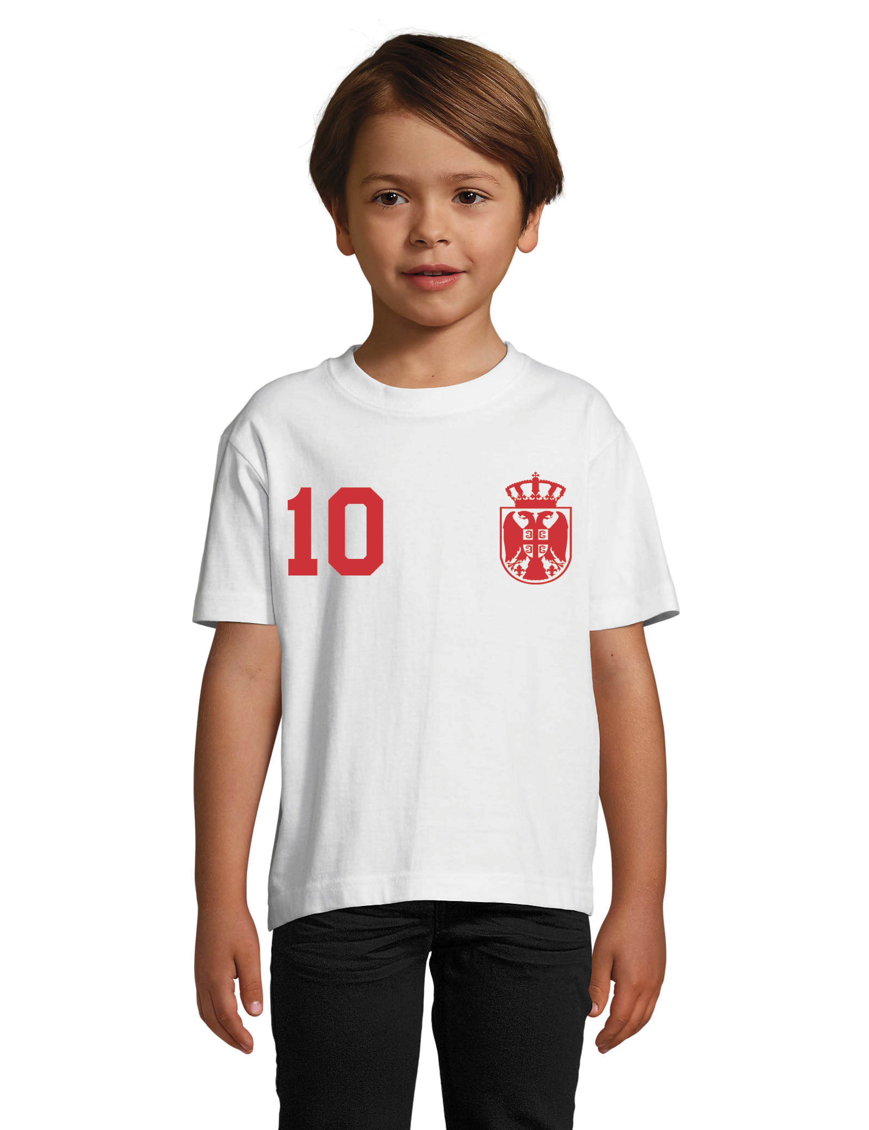 Youth Designz T-Shirt Serbien Kinder T-Shirt im Fußball Trikot Look mit trendigem Motiv