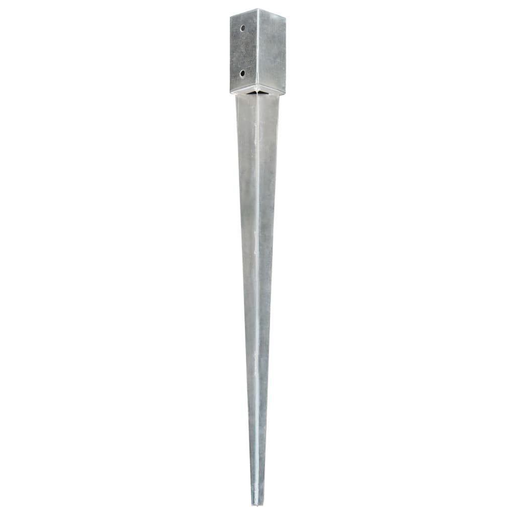 vidaXL 6 7790 Einschlagbodenhülse cm Verzinkter Stk Stahl Silbern Erdspieße