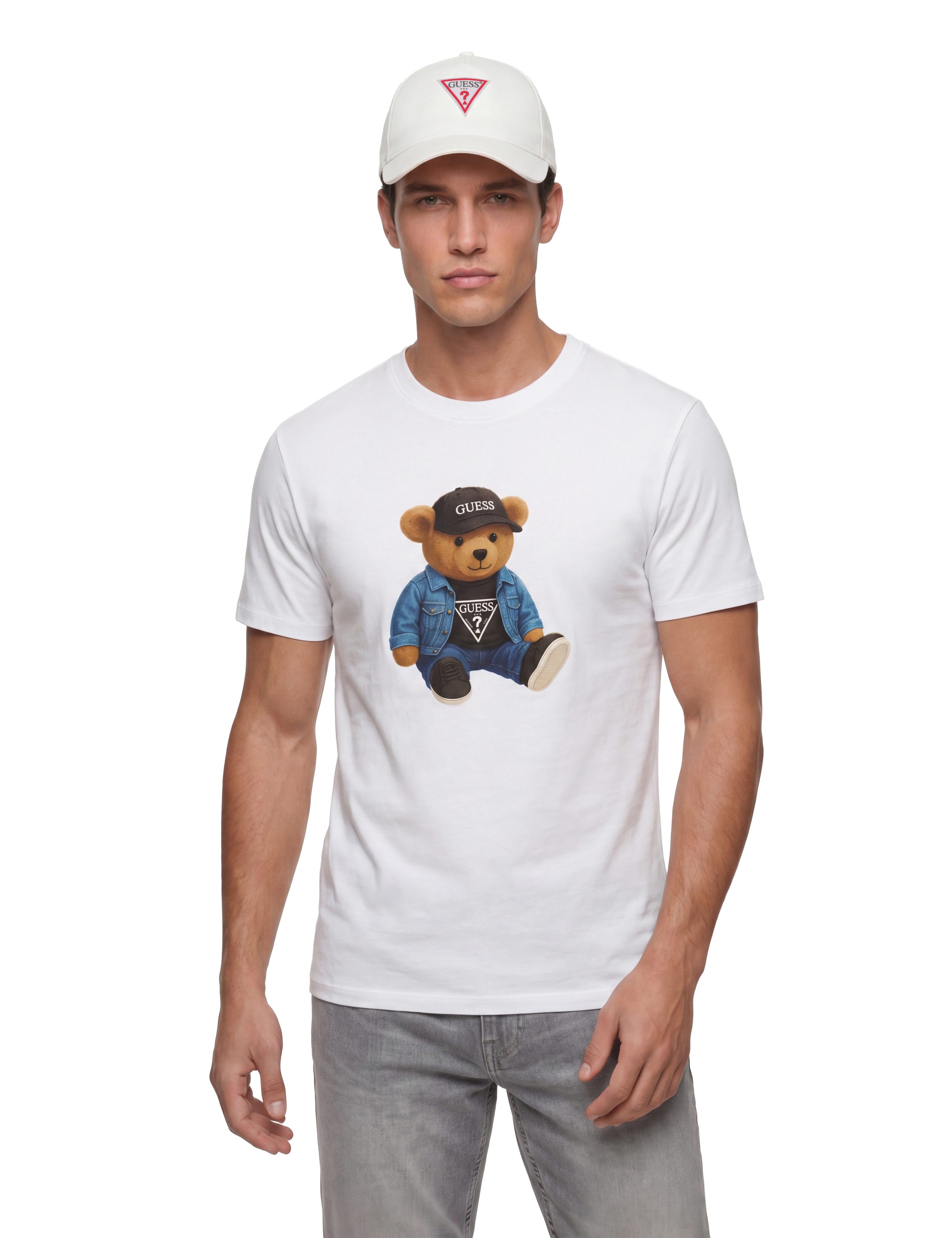Guess T-Shirt GUESS TEDDY BEAR aus reiner Baumwolle, Rundhalsausschnitt