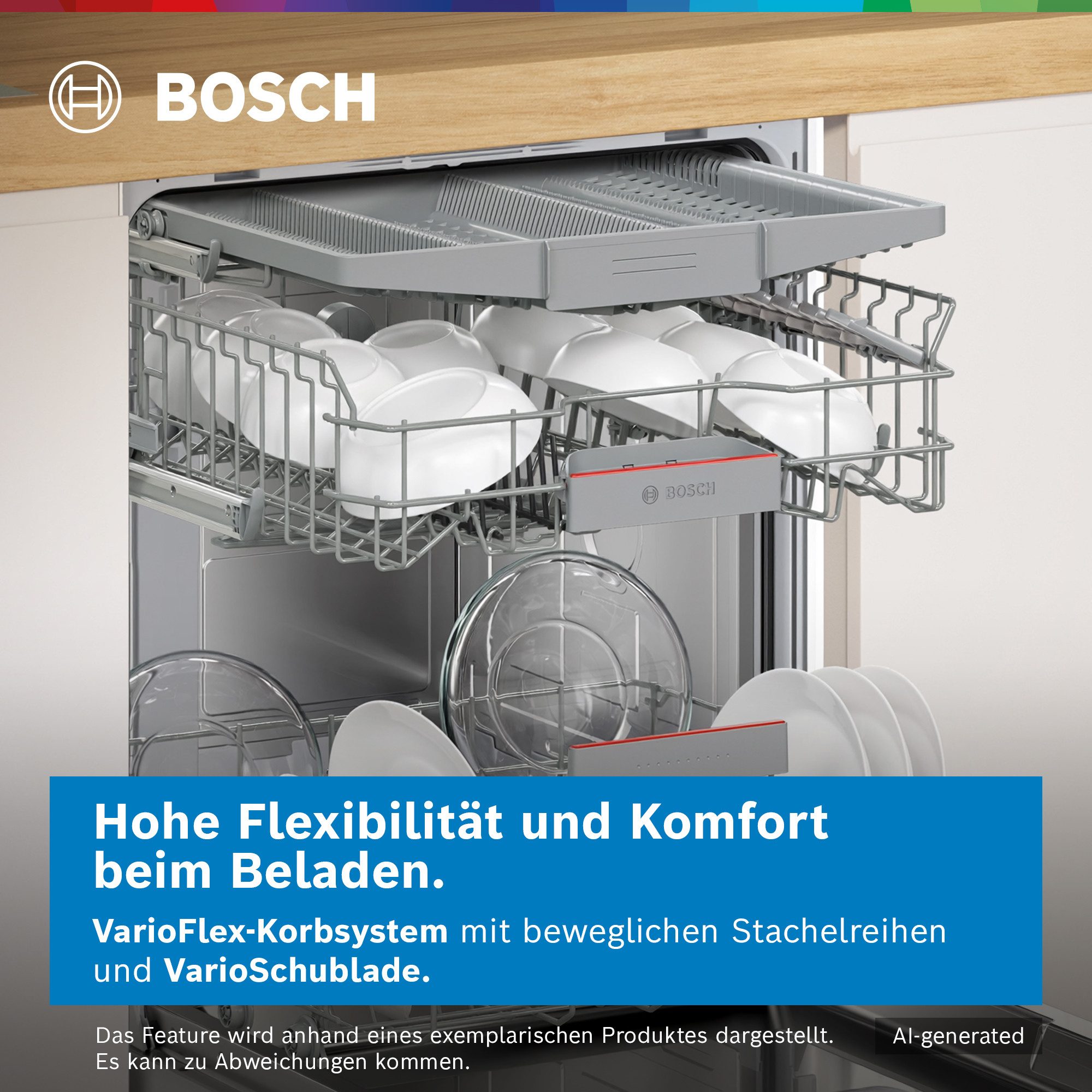 BOSCH vollintegrierbarer Geschirrspüler Serie 4 SPV4HMX13E, 10 Maßgedecke, Flexibles Beladen und Extra Dry für gründliches Trocknen – Bild 3 von 5