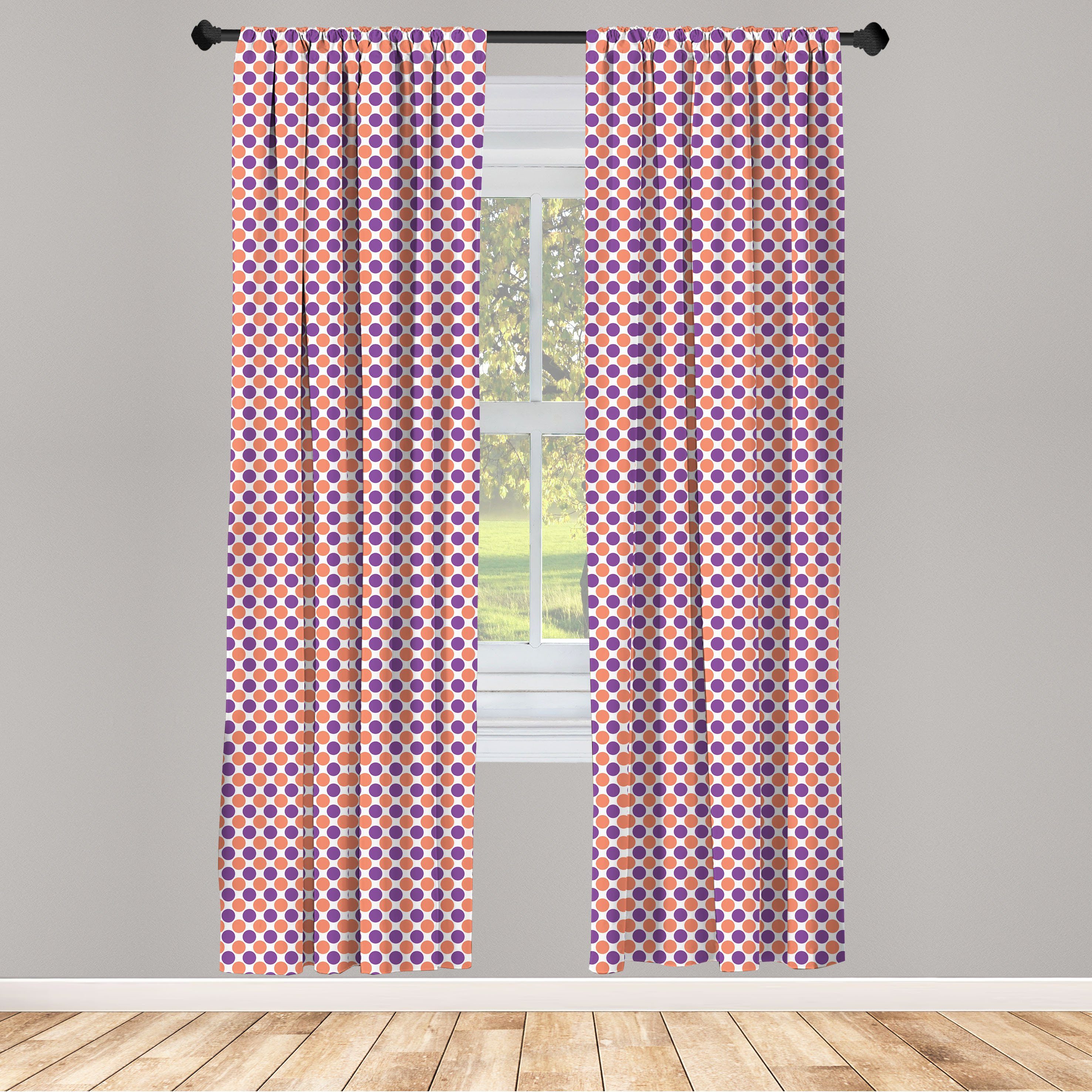 Gardine Vorhang für Wohnzimmer Schlafzimmer Dekor, Abakuhaus, Microfaser, Kreis-Muster Runden in Bicolor