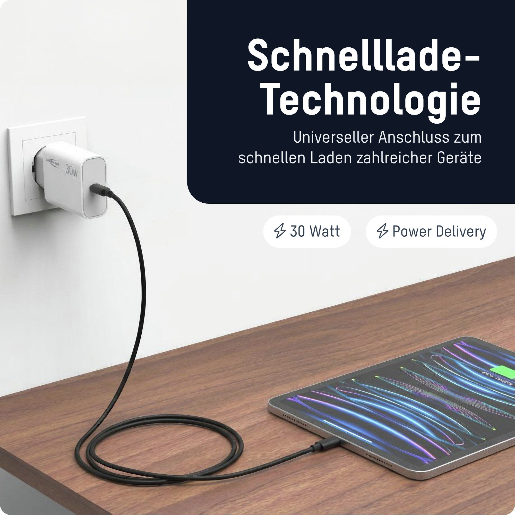ANSMANN AG USB C Schnellladegerät PD 30W, universell iPhone Samsung Netzteil USB-Ladegerät