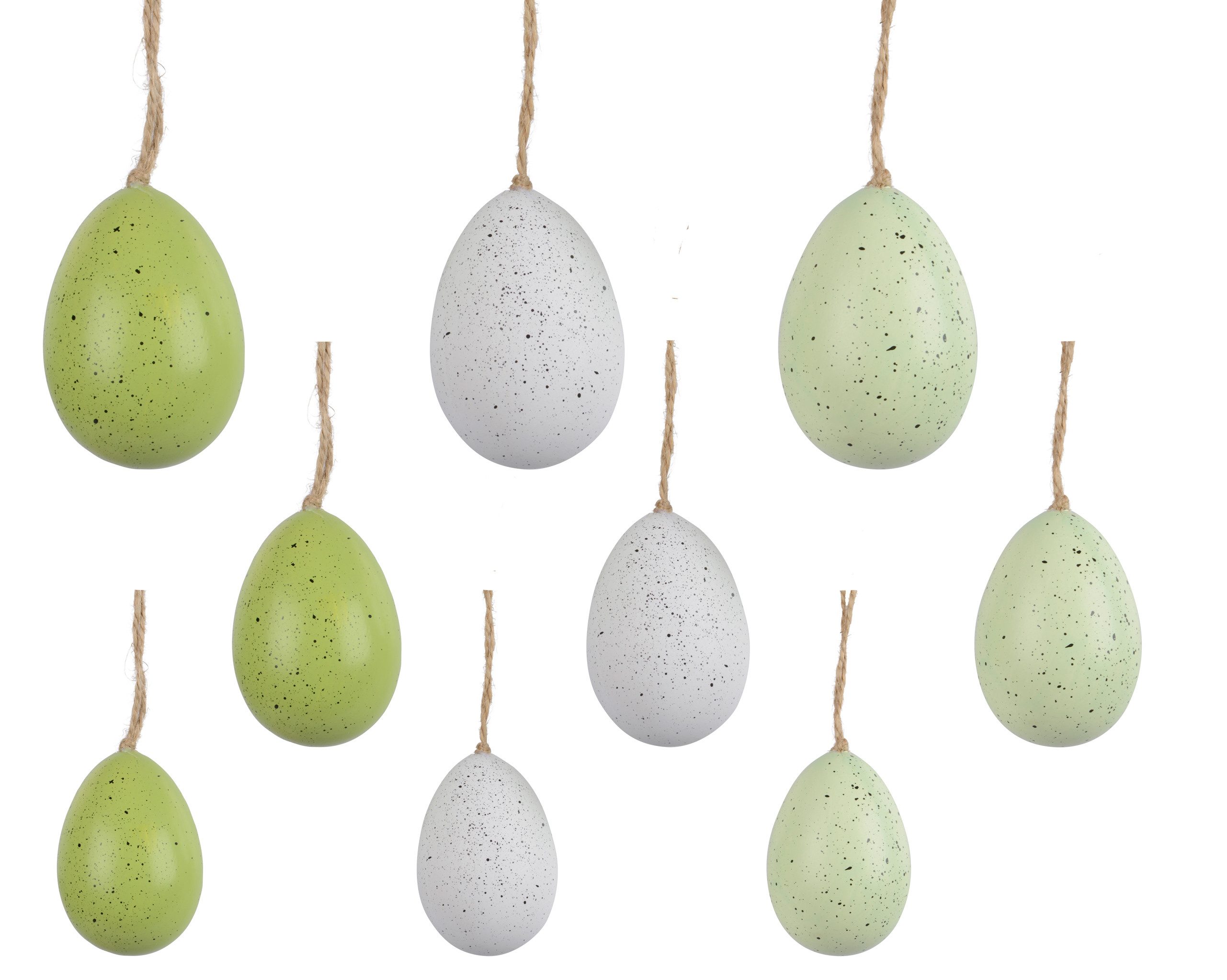 Decoris season decorations Osterei, Ostereier zum Aufhängen mit Sprenkeln 20er Set bruchfest Grün / Weiß