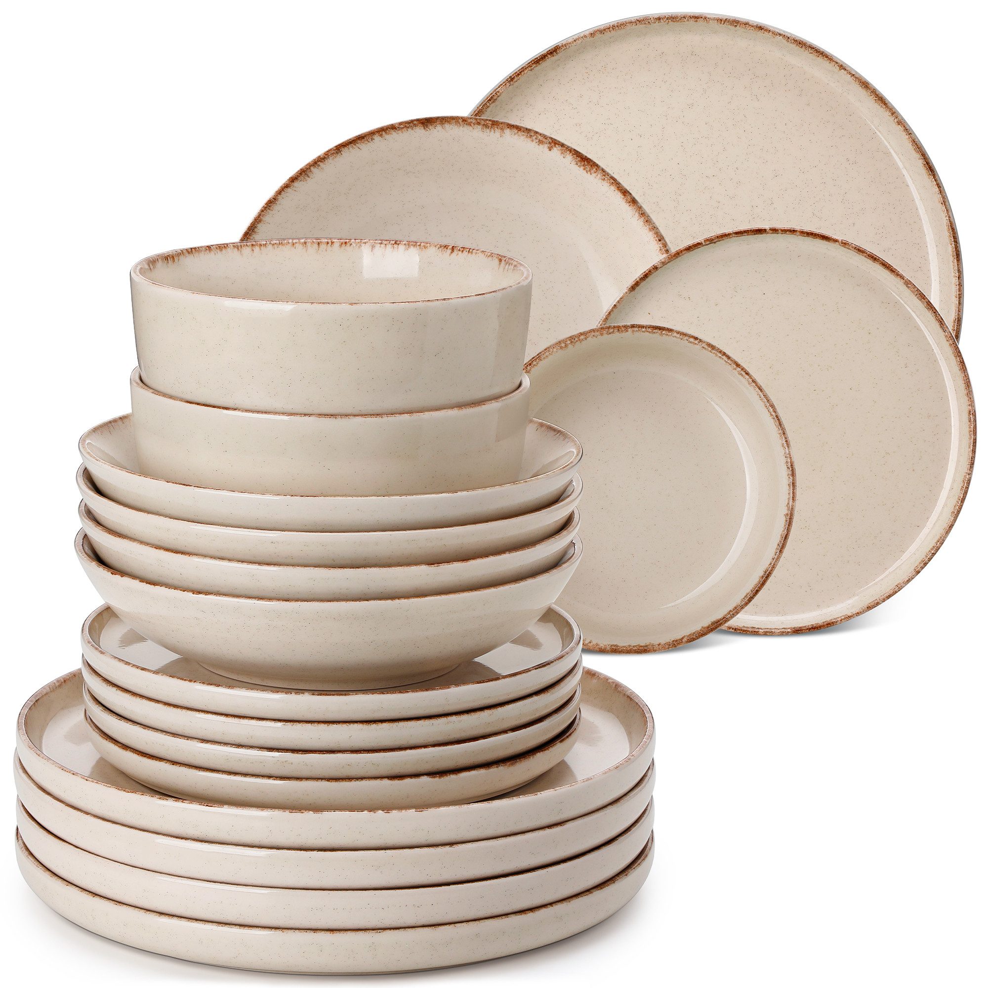 vancasso Geschirr-Set Tafelservice für 4/6, Steingut Geschirrset, Spülmaschinenfest (24-tlg), 6 Personen, Steingut