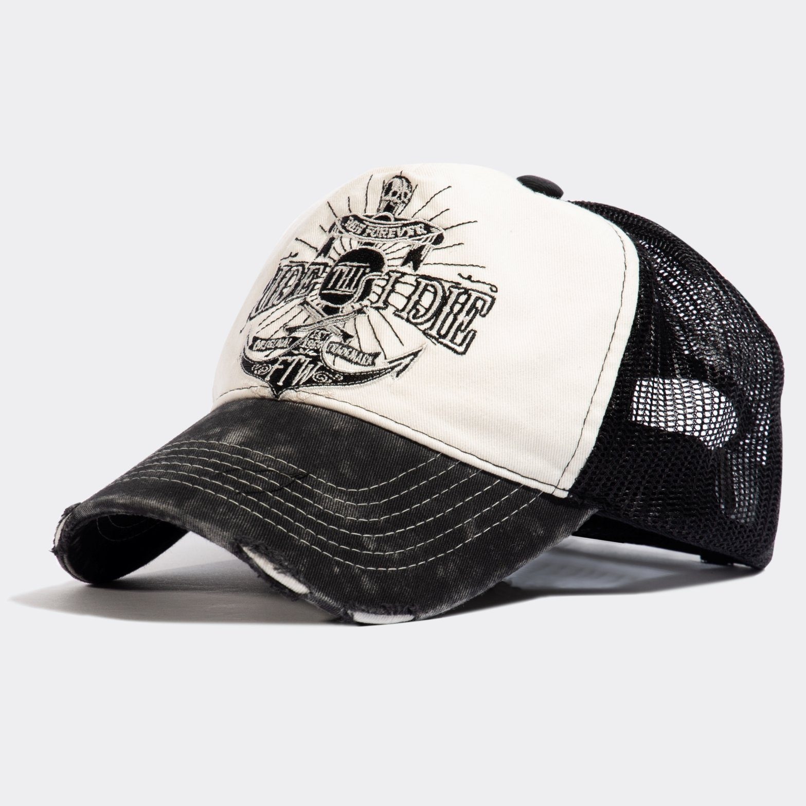 KingKerosin Trucker Cap Ride till I die (1-St) im Schwarz-Weiß Design