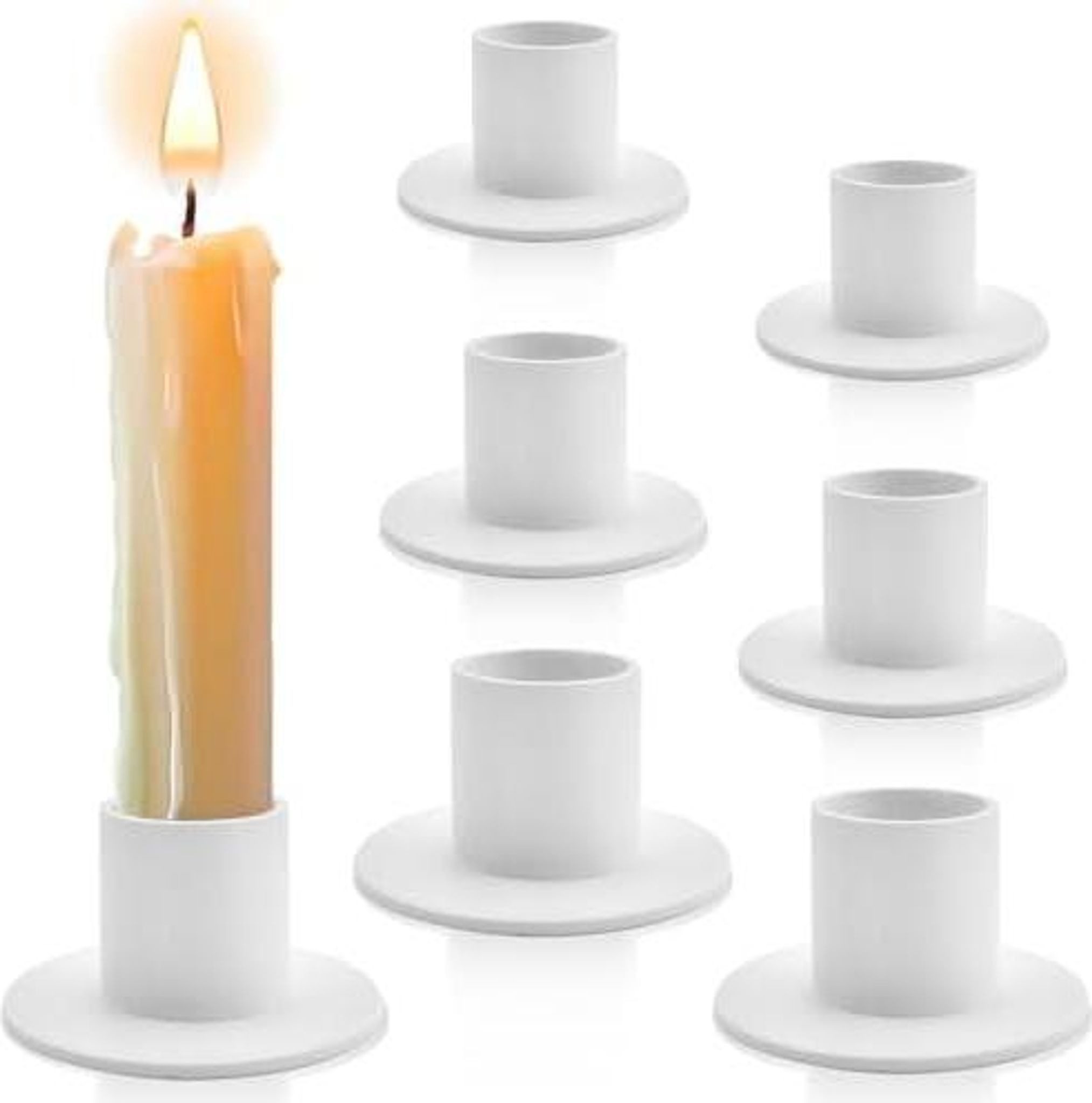 FELIXLEO Tischkerzenhalter 6 Stück Kerzenhalter für Stabkerzen Retro Hochzeit Deko Weiss