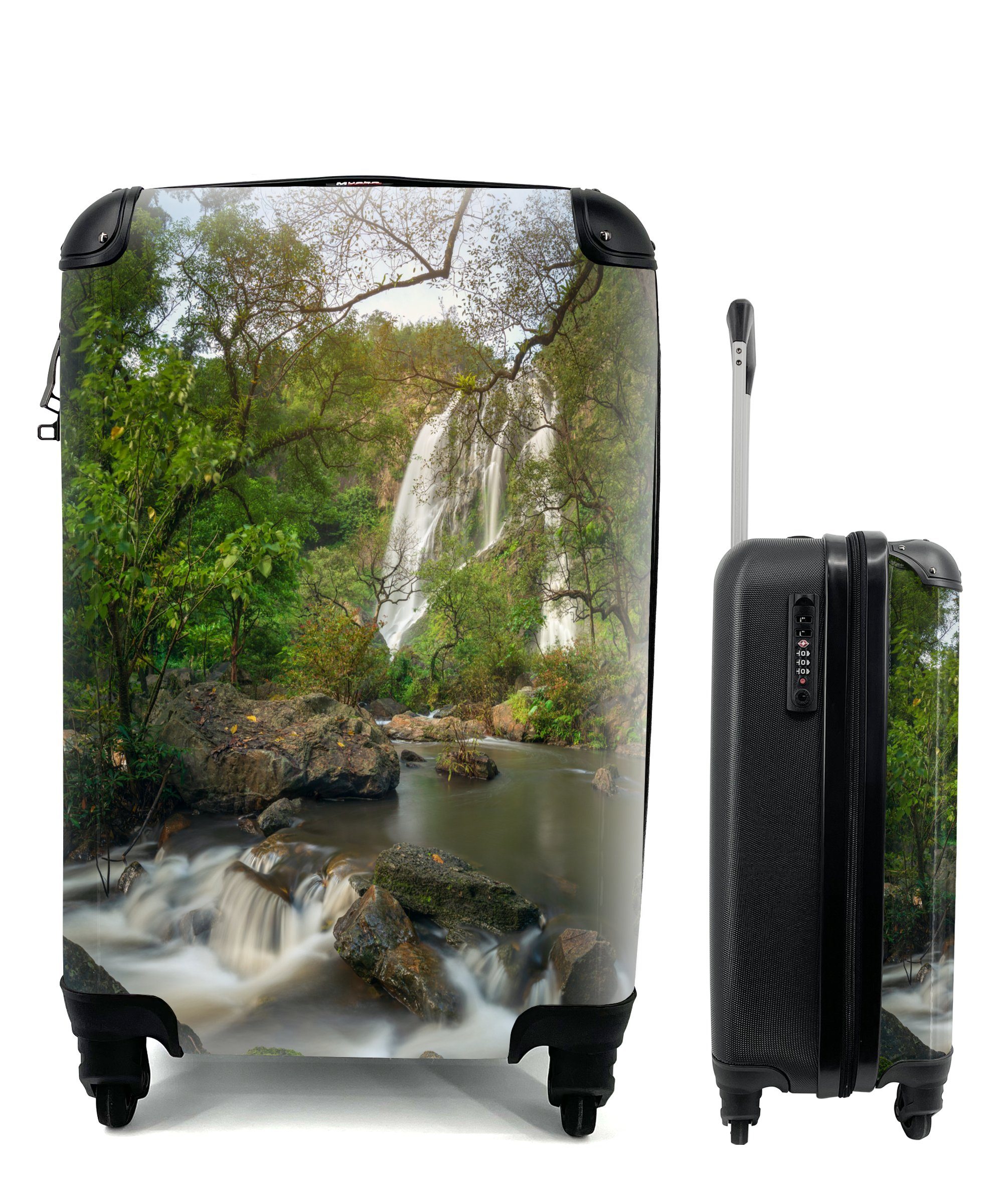 MuchoWow Handgepäckkoffer Wasserfälle im Klong Lan-Nationalpark, 4 Rollen, Reisetasche mit rollen, Handgepäck für Ferien, Trolley, Reisekoffer