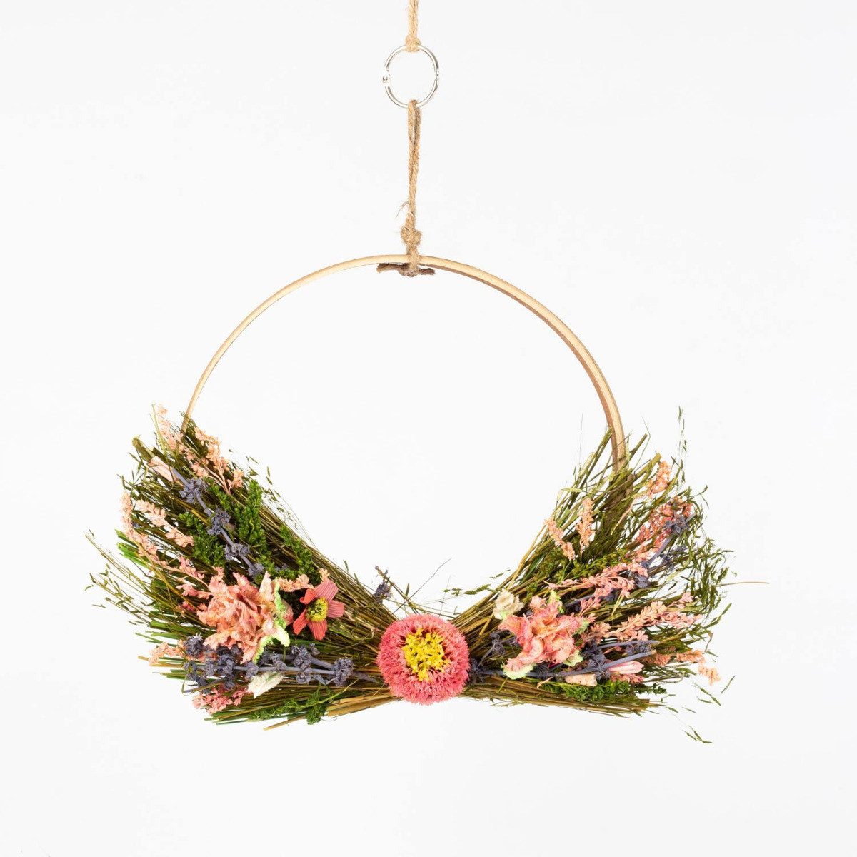 Trockenblume Trockenblumenkranz GALENO auf Ring, rosa-lila, 36,5 cm, Ø30 cm, artplants, Höhe 36.5 cm