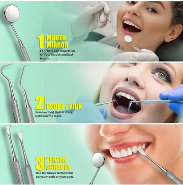 Ailiebe Design Zahnpflege-Set Zahnsteinentferner Zahnreinigungsset für Heimgebrauch, 5-tlg., Zahnspiegel Zahnreinigung Zwischenräume Mundgesundheit 5er Pack