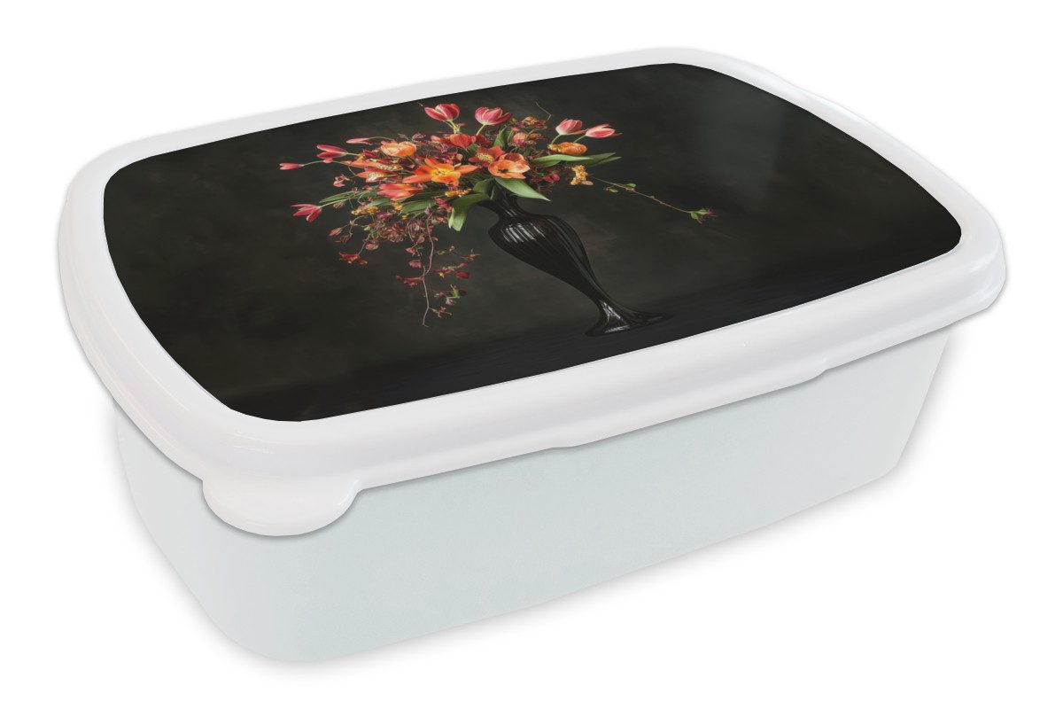 MuchoWow Lunchbox Ornamental - Blumenstrauß - Vase, Kunststoff, (2-tlg), Brotdose Schule oder Arbeit, Brotbox für Kinder und Erwachsene