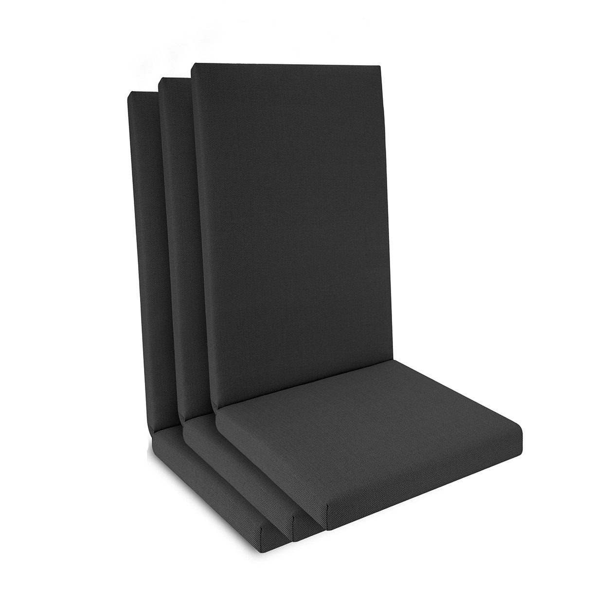 Beautissu Hochlehnerauflage 4er Set Hochlehner Auflage wasserdicht 100x50x5,5cm Anthrazit, UV-beständig Bequem Pflegeleicht Waschbar Sitzkissen Gartenstuhl