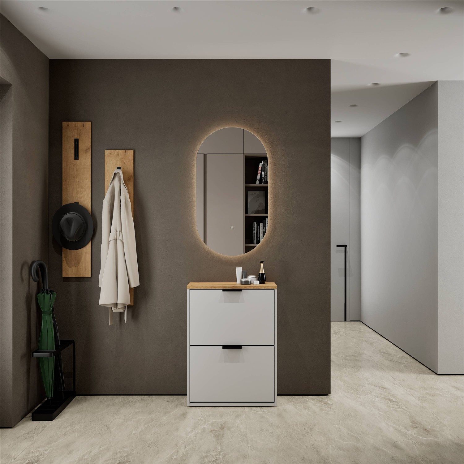 Planetmöbel Schuhschrank STIVIO Schuhschrank 2 Klappen (Schuhschrank für Flur & Garderobe, Wandmontage oder stehend) passend für 8-12 Paar Schuhe