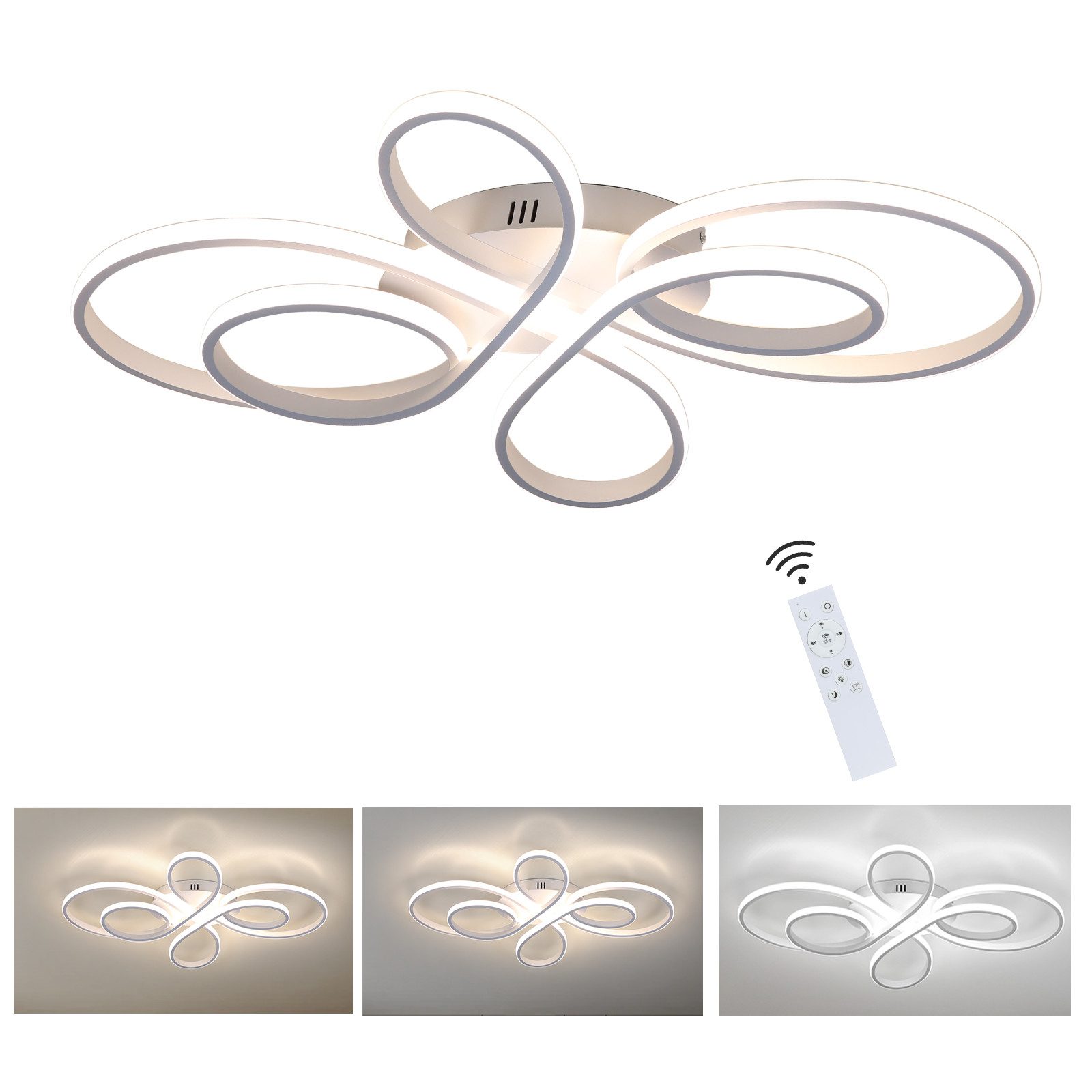 Nettlife LED Deckenleuchte Wohnzimmer Schwarz Dimmbar Modern 66/80/100CM De günstig online kaufen