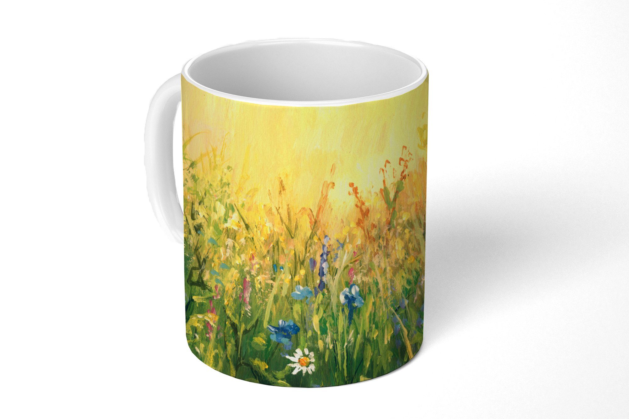 MuchoWow Tasse Blumen - Aquarell - Sonne, Keramik, Kaffeetassen, Teetasse, Becher, Teetasse, Geschenk