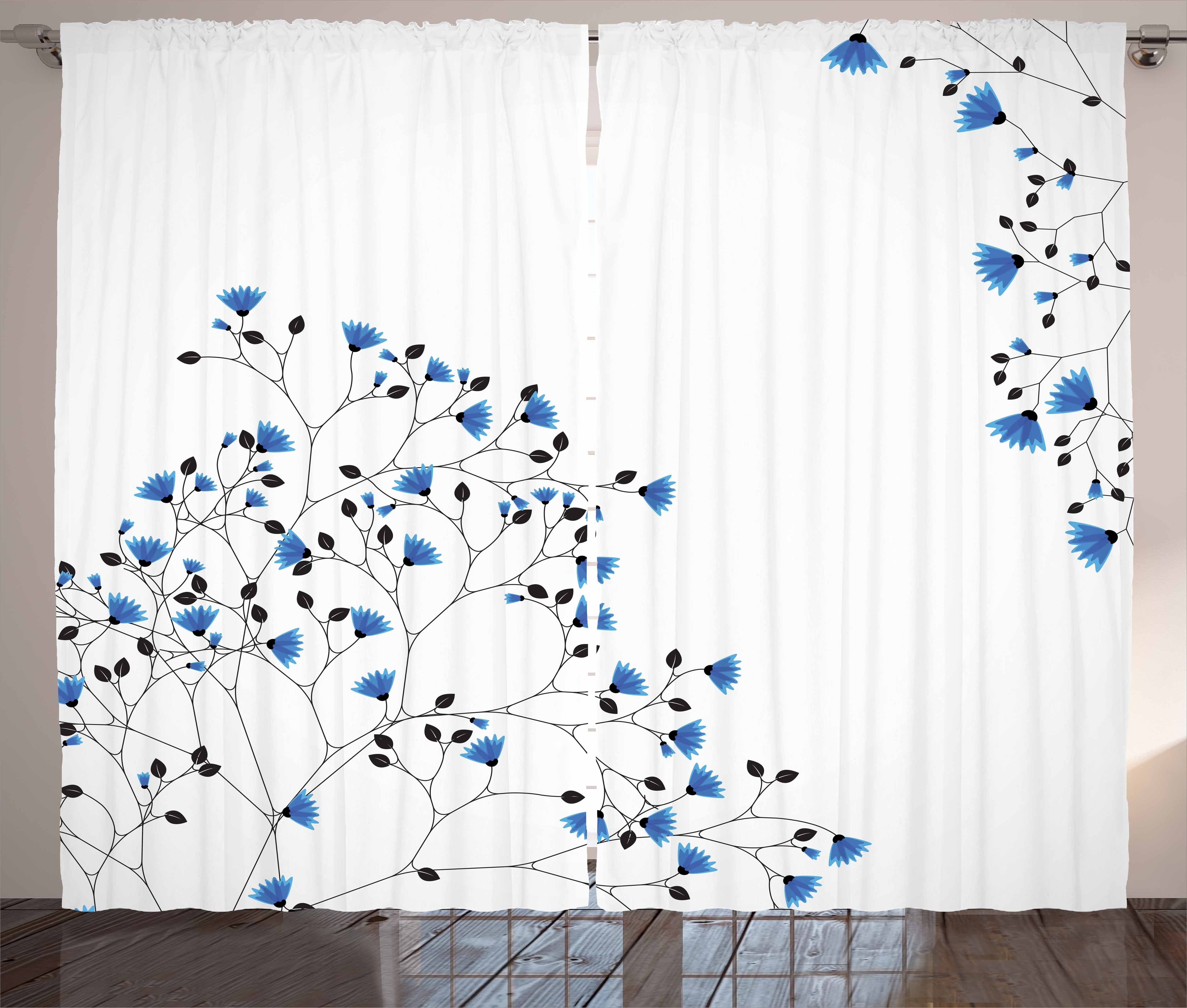 Gardine Schlafzimmer Kräuselband Vorhang mit Haken, Vintage und Abakuhaus, Blue Anemone Blanda Schlaufen