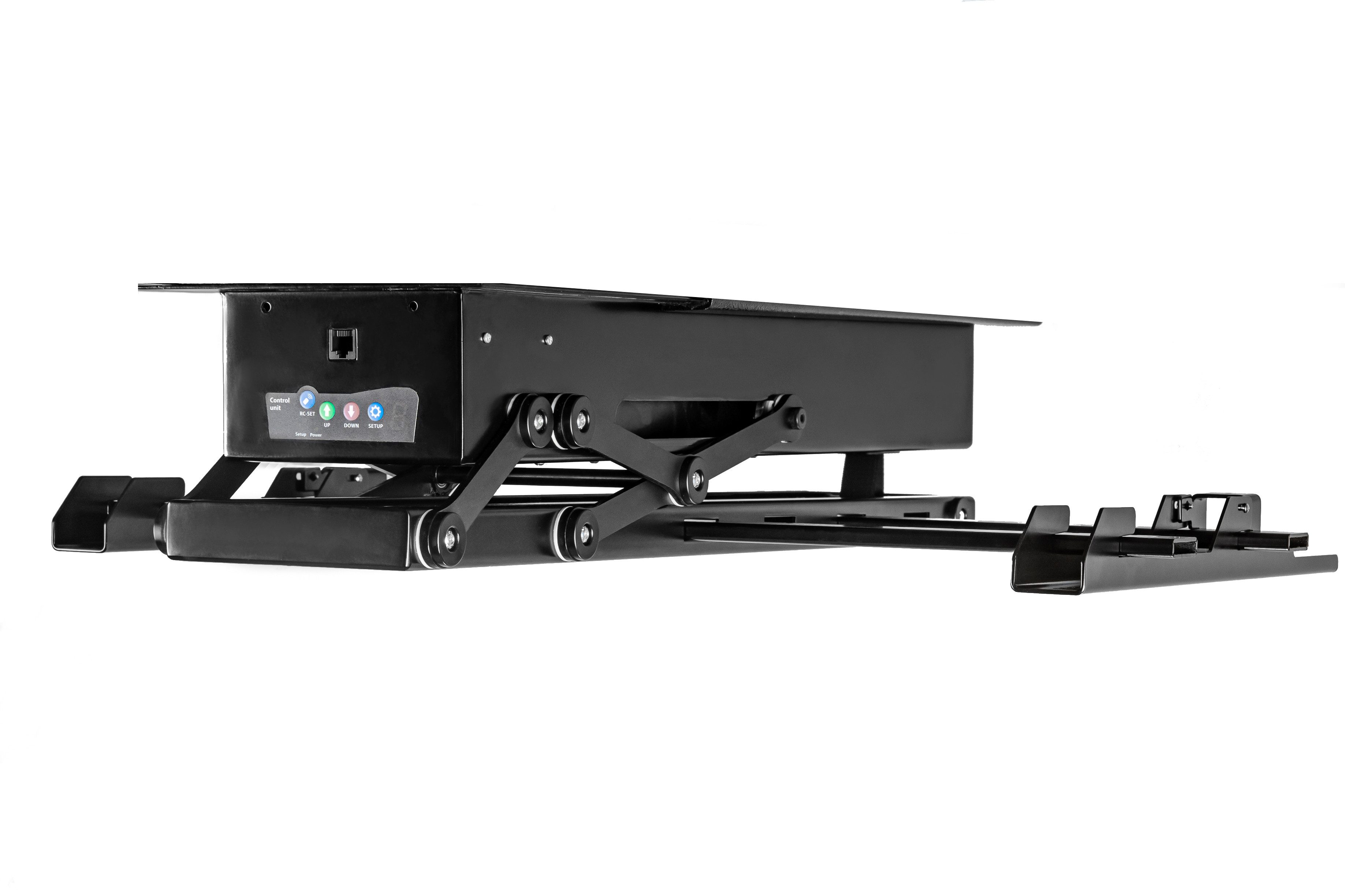 Xantron TV-Deckenhalterung elektrische motorisierte für Monitore bis 85", DEHA-D’Angle-XL, (bis 85 Zoll, steuerbar per IR-Fernbedienung, VESA bis 600x600, flaches Design)