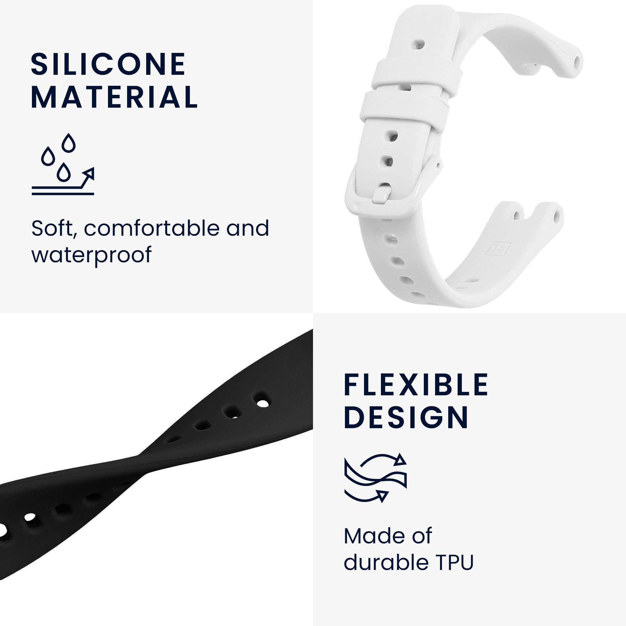 kwmobile Uhrenarmband 2x Uhrenarmband für Garmin Lily Sport Armband, Fitnesstracker Band Set aus TPU Silikon - Ersatzarmband Smartwatch