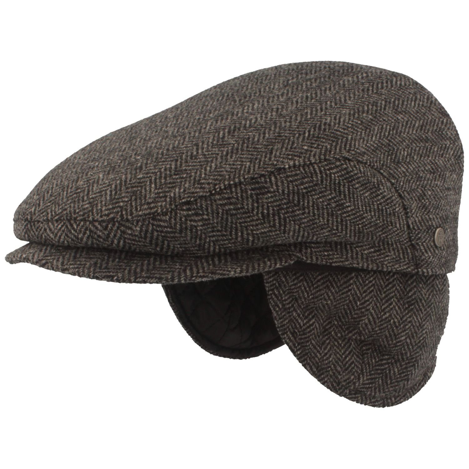 Breiter Schiebermütze einteilig mit Ohrenschutz und Fischgratmuster günstig online kaufen