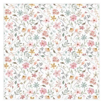 Bilderdepot24 Mustertapete Blumen Muster Aquarell Floral Illustration pastell moderne Wanddeko, Glatt, Matt, (Inklusive Gratis-Kleister oder selbstklebend), Wohnzimmer Schlafzimmer Küche Flur Motivtapete Vliestapete Wandtapete