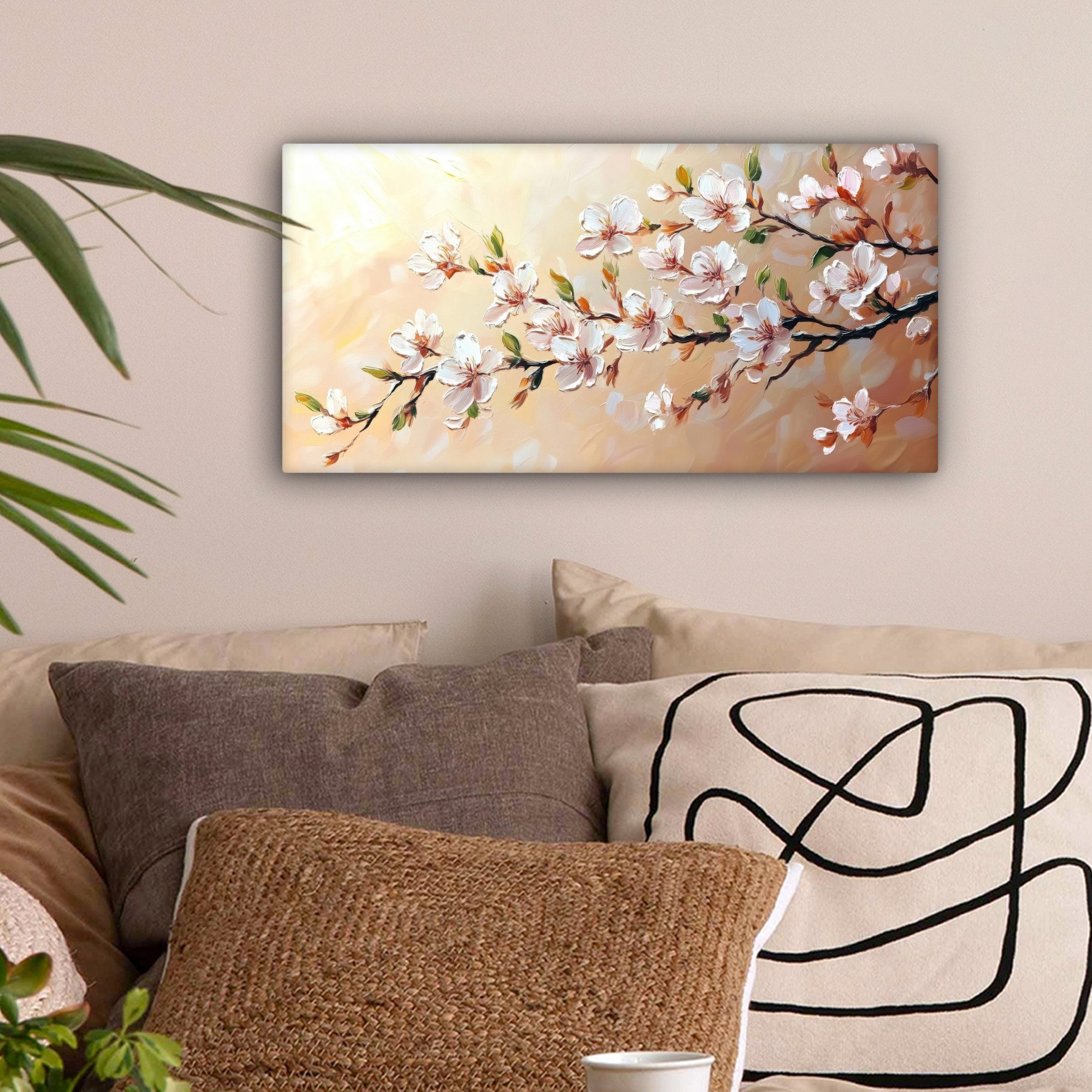 OneMillionCanvasses® Leinwandbild Panorama Blütenzweige - Malerisch günstig online kaufen