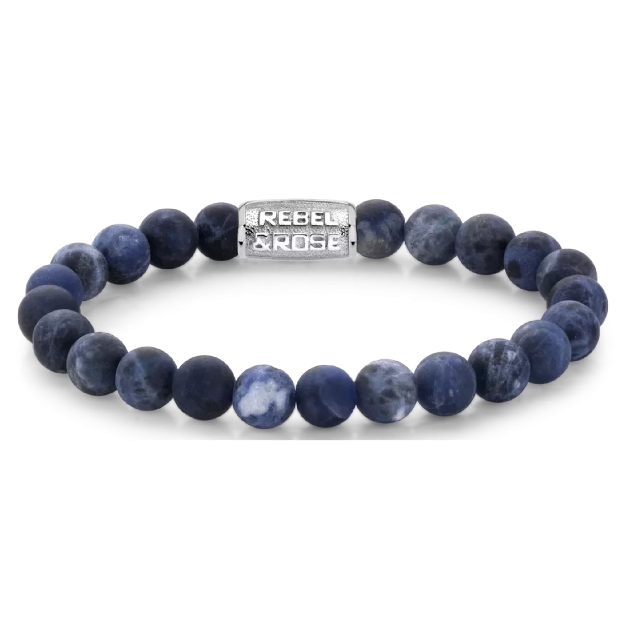 Rebel & Rose Armband Armband aus 8mm großen Sodalitsteinen mit Edelstahlverschluss