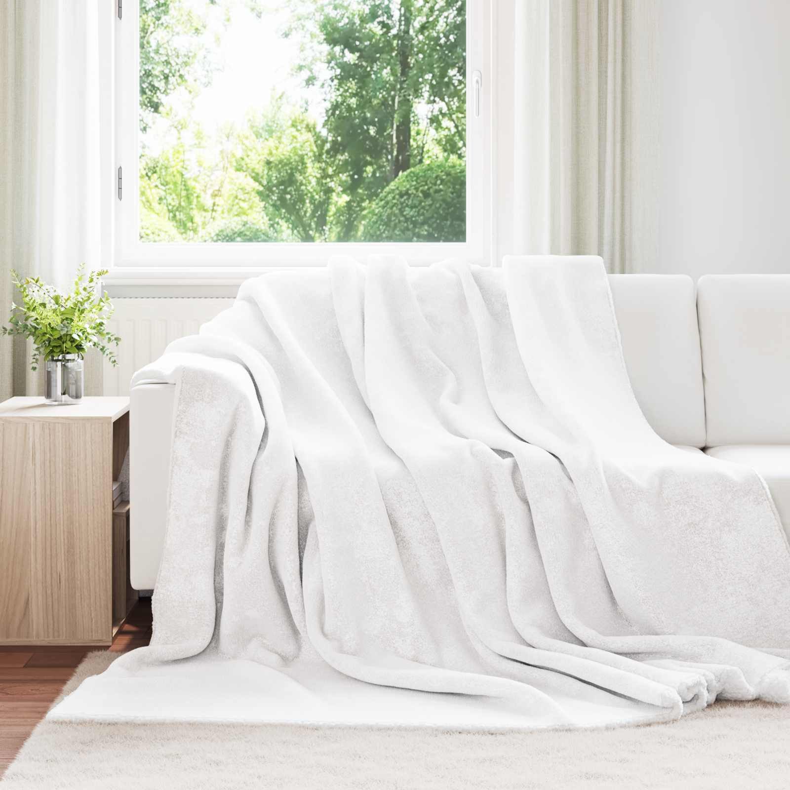 vidaXL Bettüberwurf Überwurfdecke Weiß 220 x 240 cm 2.67 Fleece