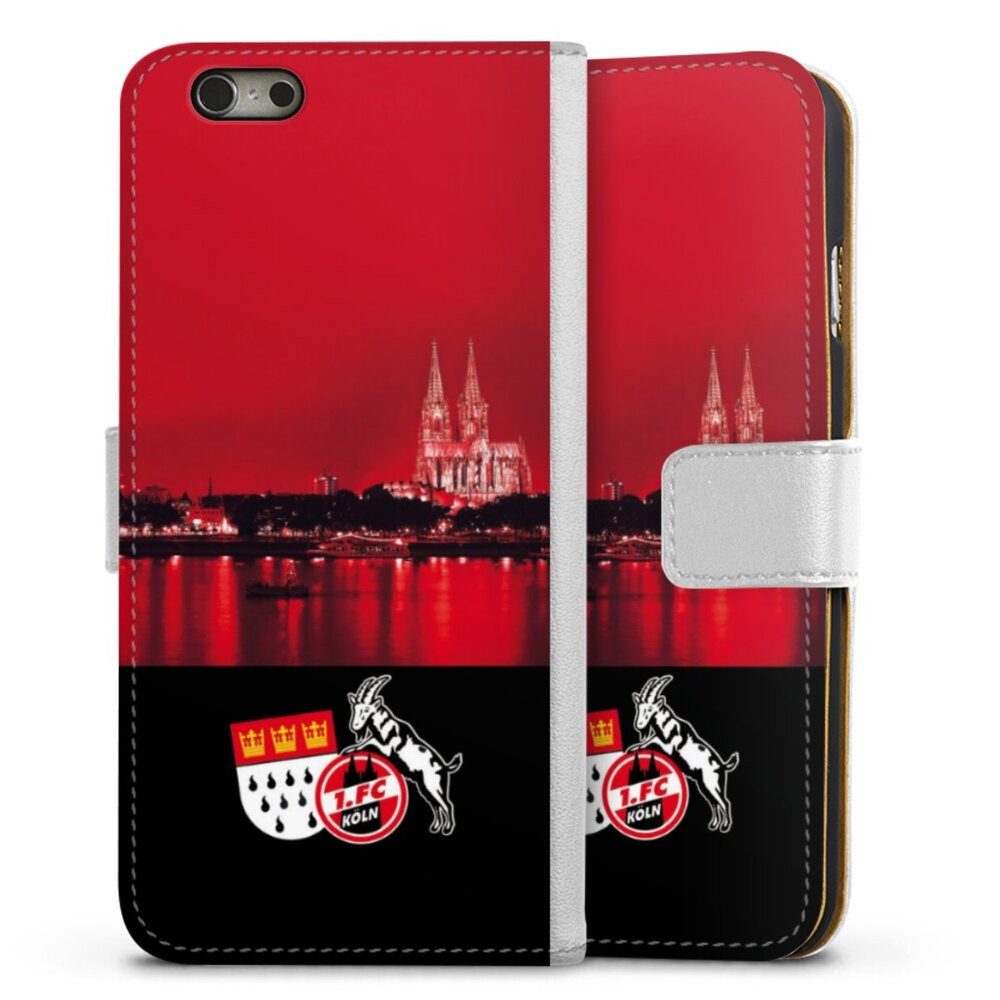 DeinDesign Handyhülle Skyline 1. FC Köln Offizielles Lizenzprodukt Skyline Köln Rot, Apple iPhone 6 Hülle Handy Flip Case Wallet Cover Handytasche Leder