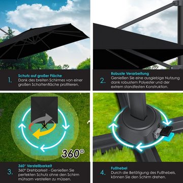 KESSER Ampelschirm, Sonnenschirm Ampelschirm SUN XL 300 300 cm Inkl. Abdeckung